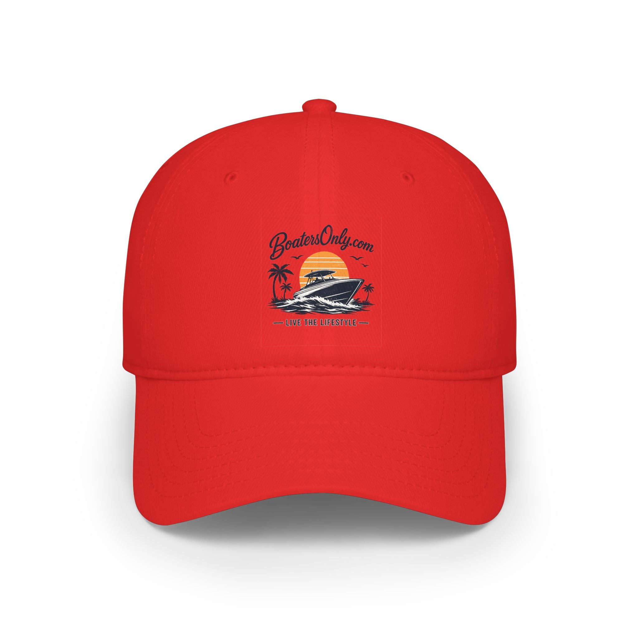Low Profile Baseball Cap - Retro Sunset Surfing Boat Design