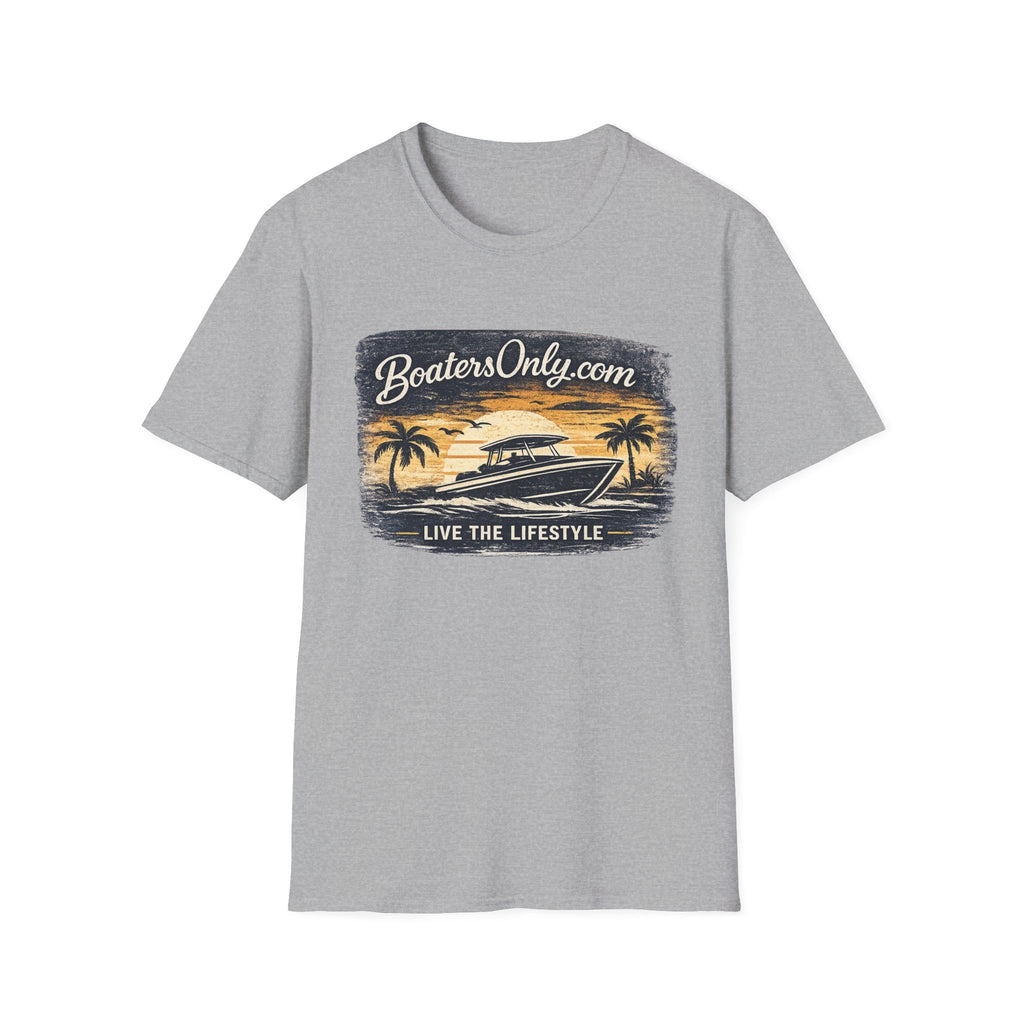 BoatersOnly.com Sunset Boat T-Shirt — Live The Lifestyle Graphic Tee