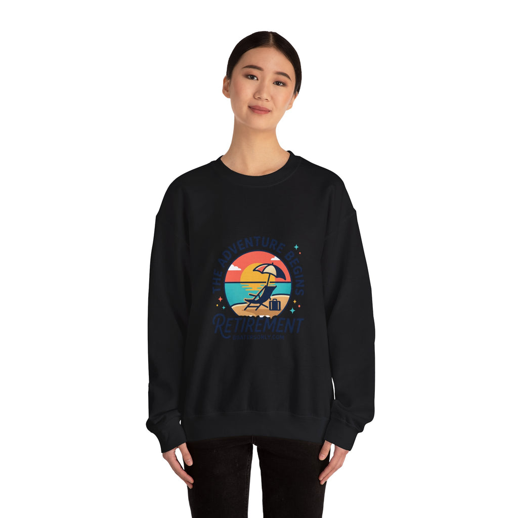 The Adventure Begins Retirement Sweatshirt | beach life, travel