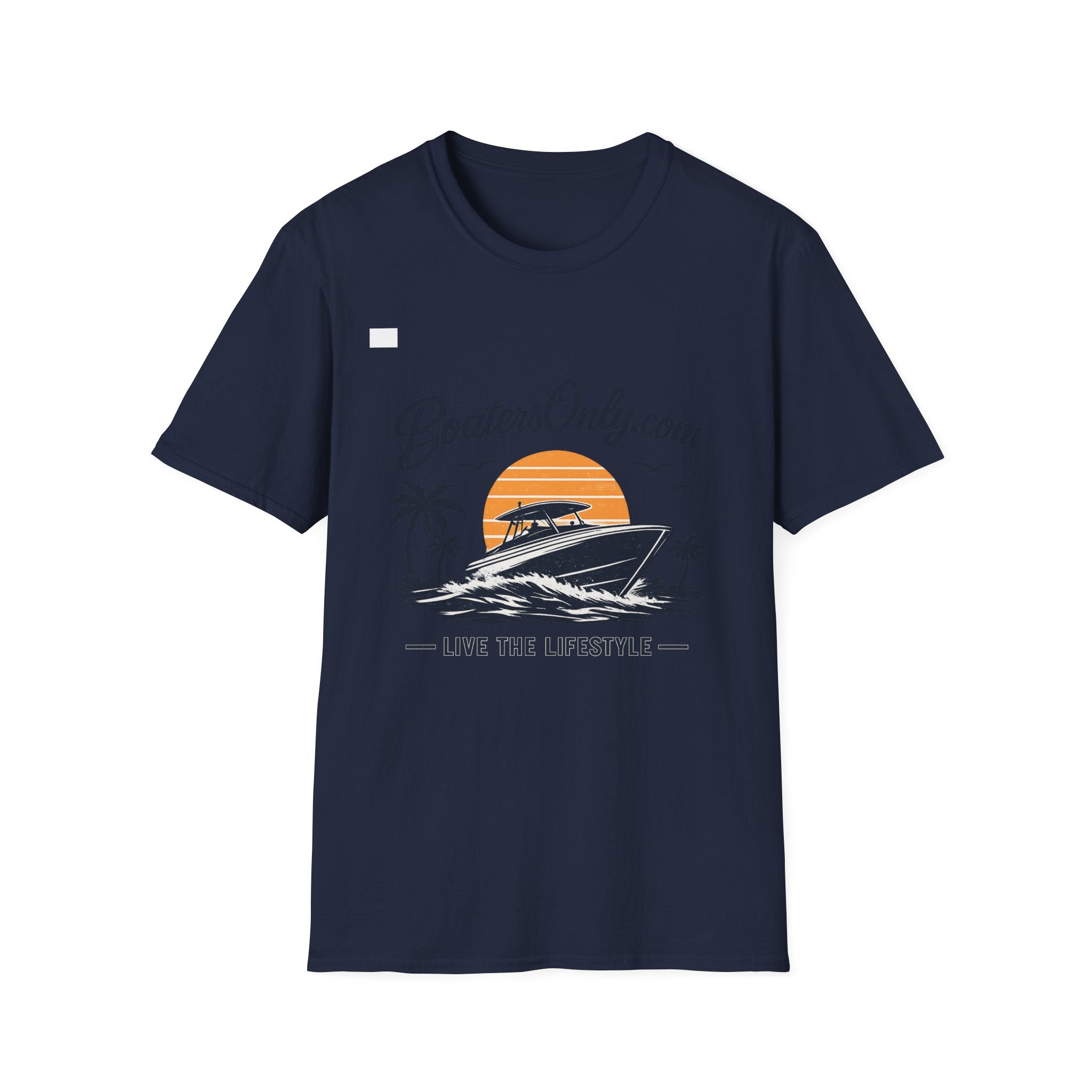 BoatersOnly.com Boat Life T-Shirt — Sunset Palm Boat Tee