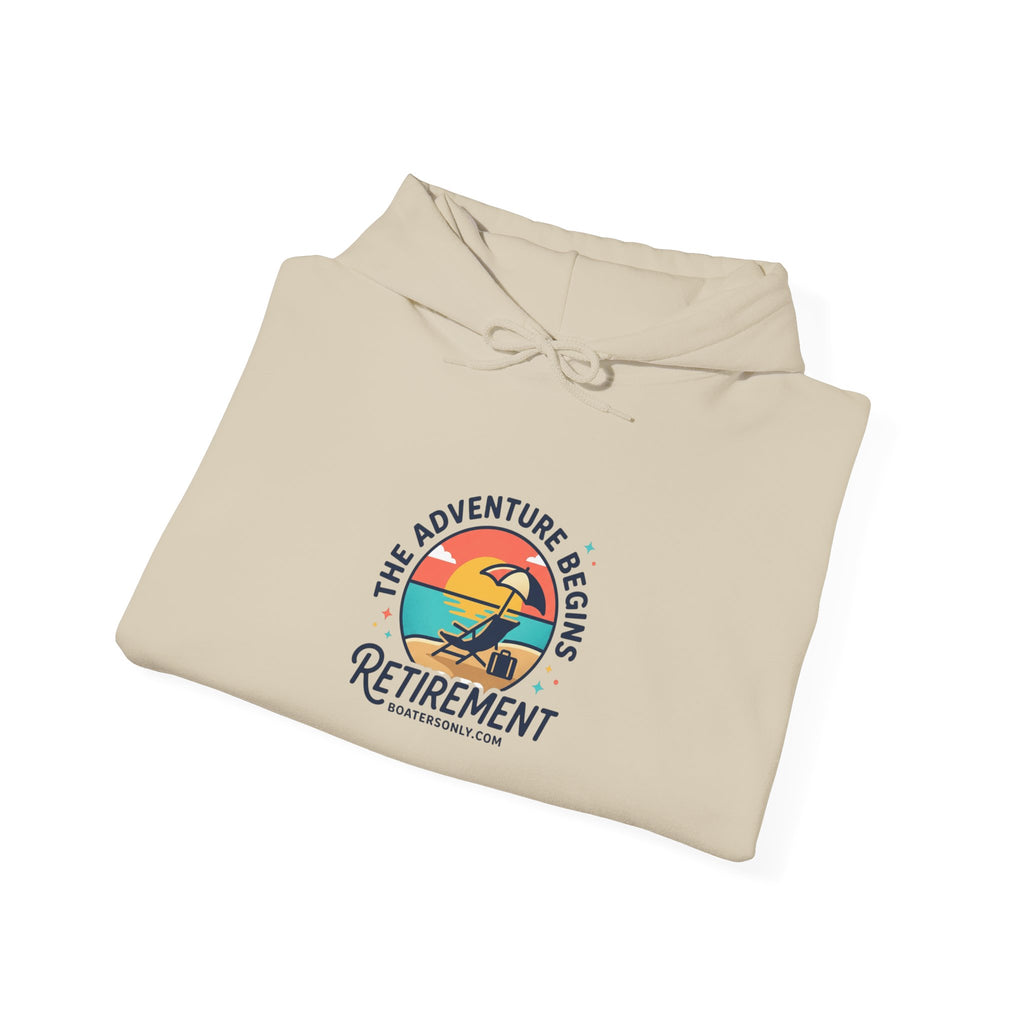 Adventure Begins Retirement Hoodie | beach life, travel retired