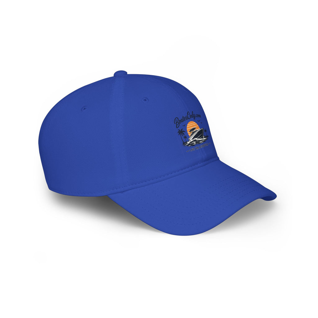 Low Profile Baseball Cap - Retro Sunset Surfing Boat Design