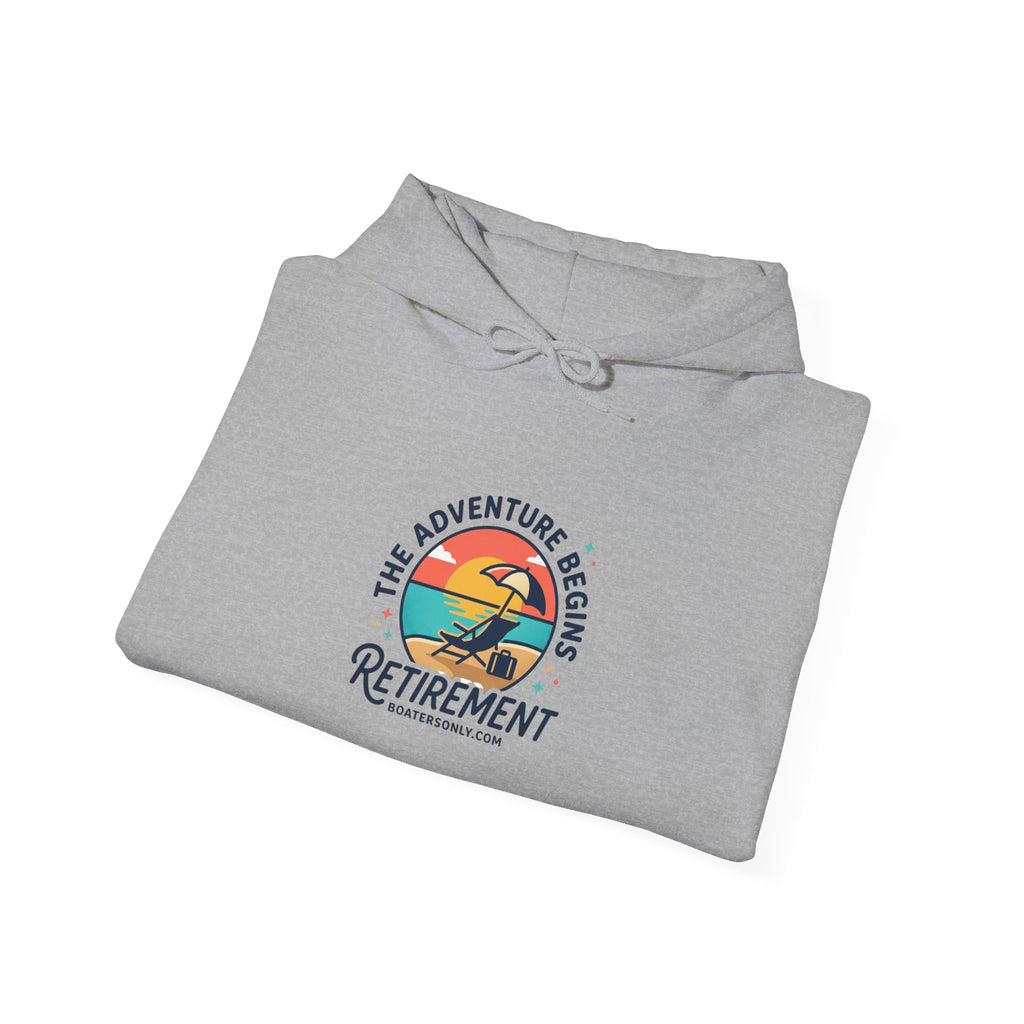 Adventure Begins Retirement Hoodie | beach life, travel retired