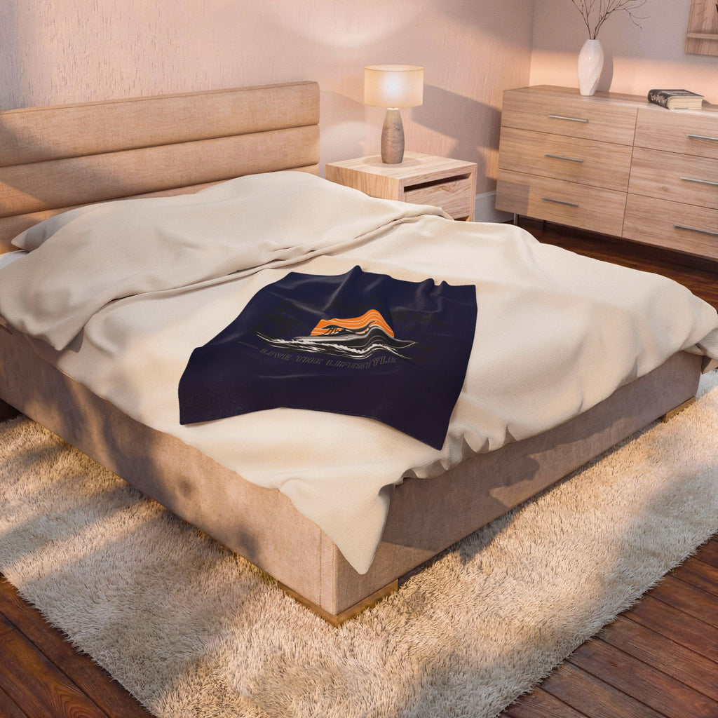 BoatersOnly Anchor Logo Velveteen Plush Blanket — Nautical Anchor Design, Established 2026