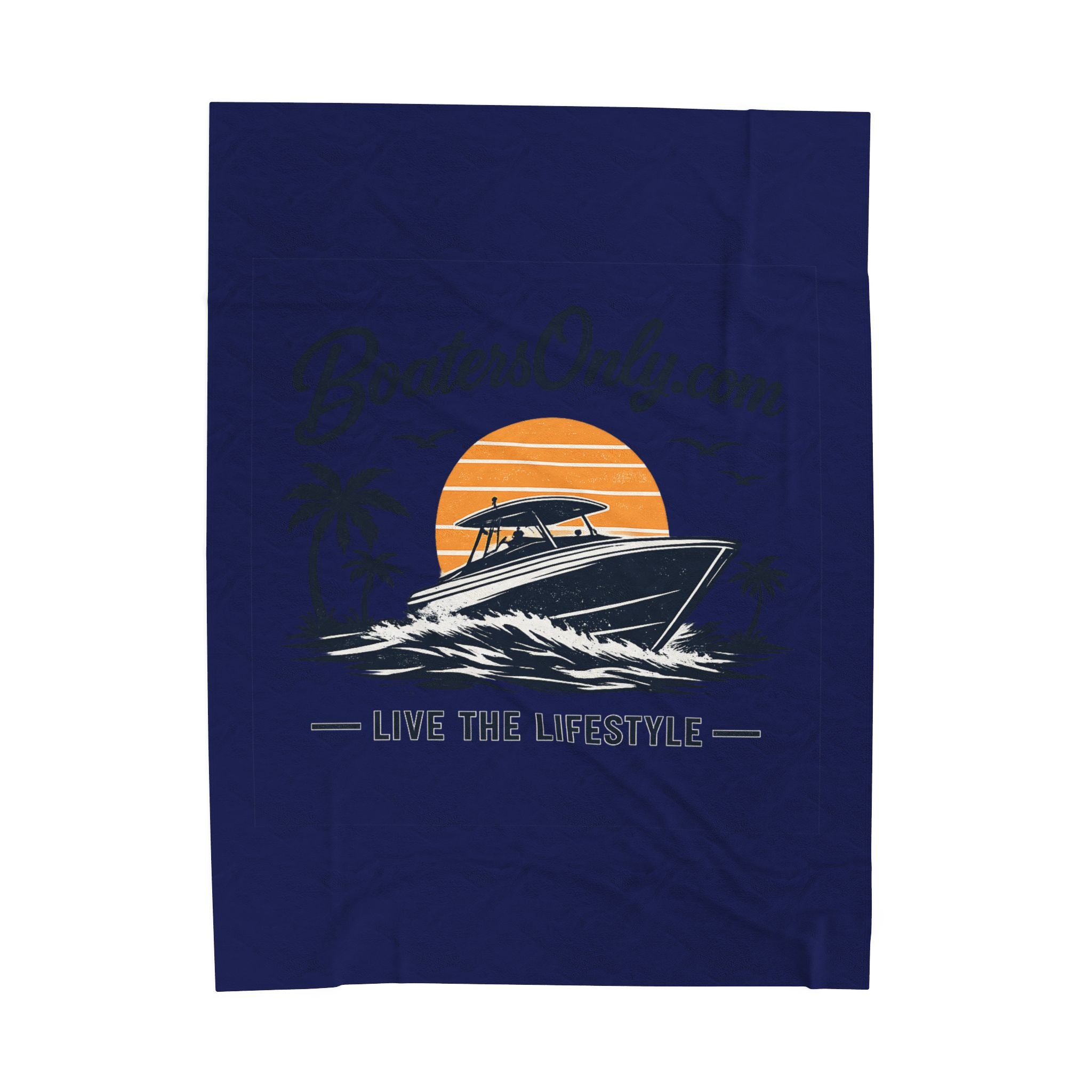 BoatersOnly Anchor Logo Velveteen Plush Blanket — Nautical Anchor Design, Established 2026