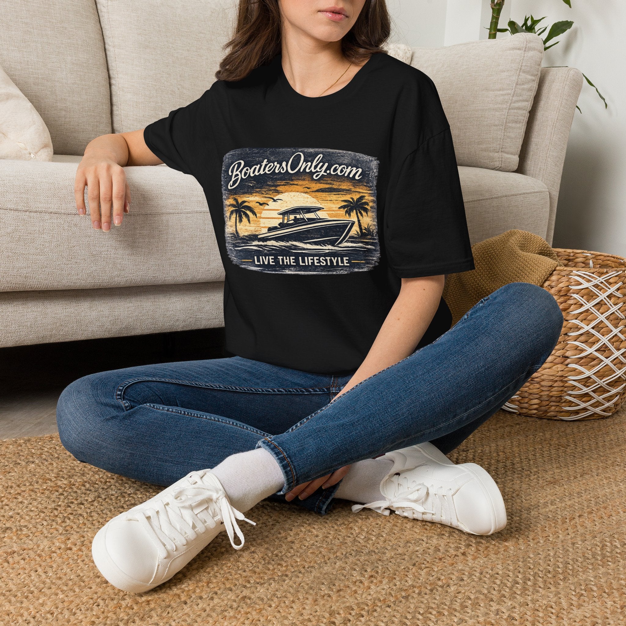 BoatersOnly.com Sunset Boat T-Shirt — Live The Lifestyle Graphic Tee