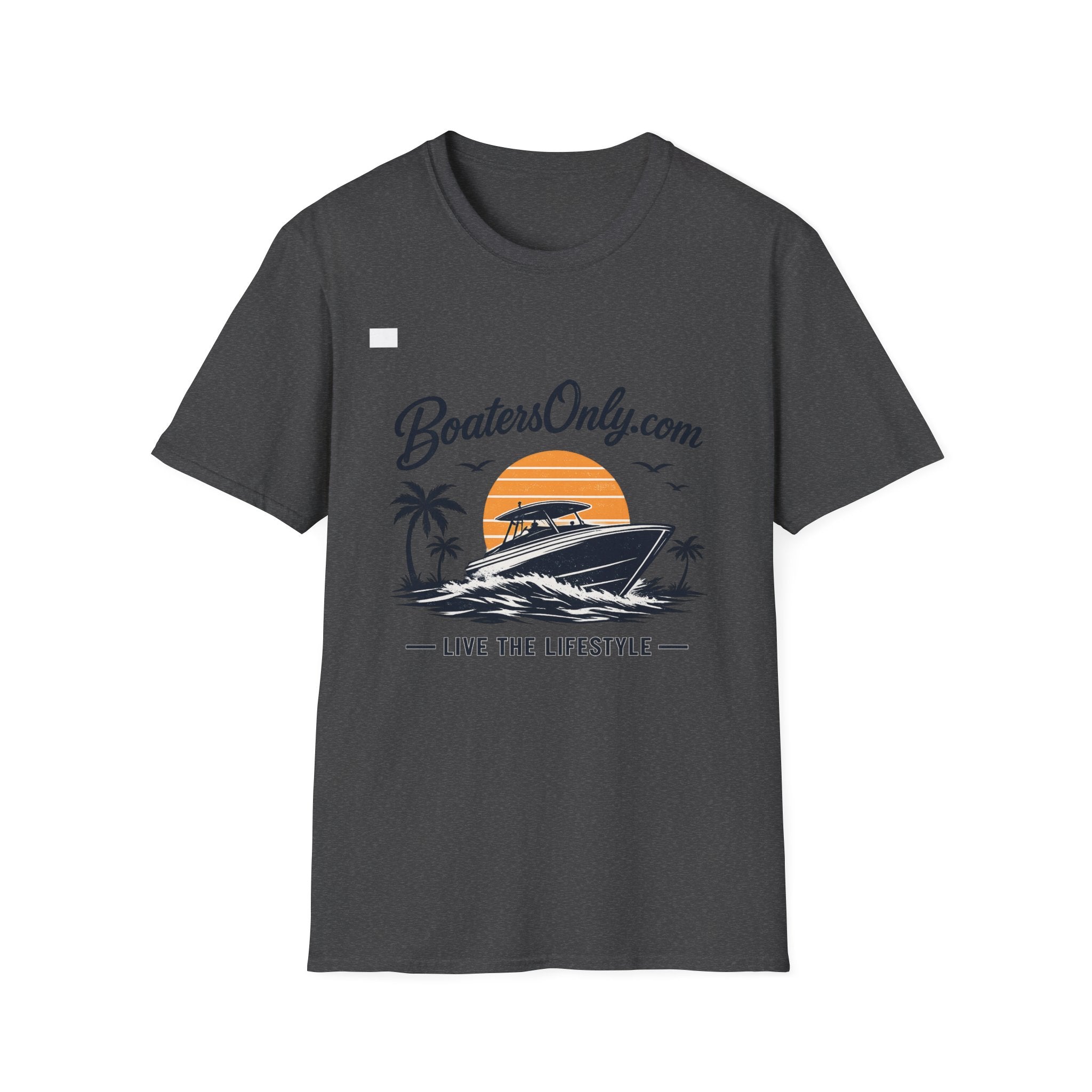BoatersOnly.com Boat Life T-Shirt — Sunset Palm Boat Tee