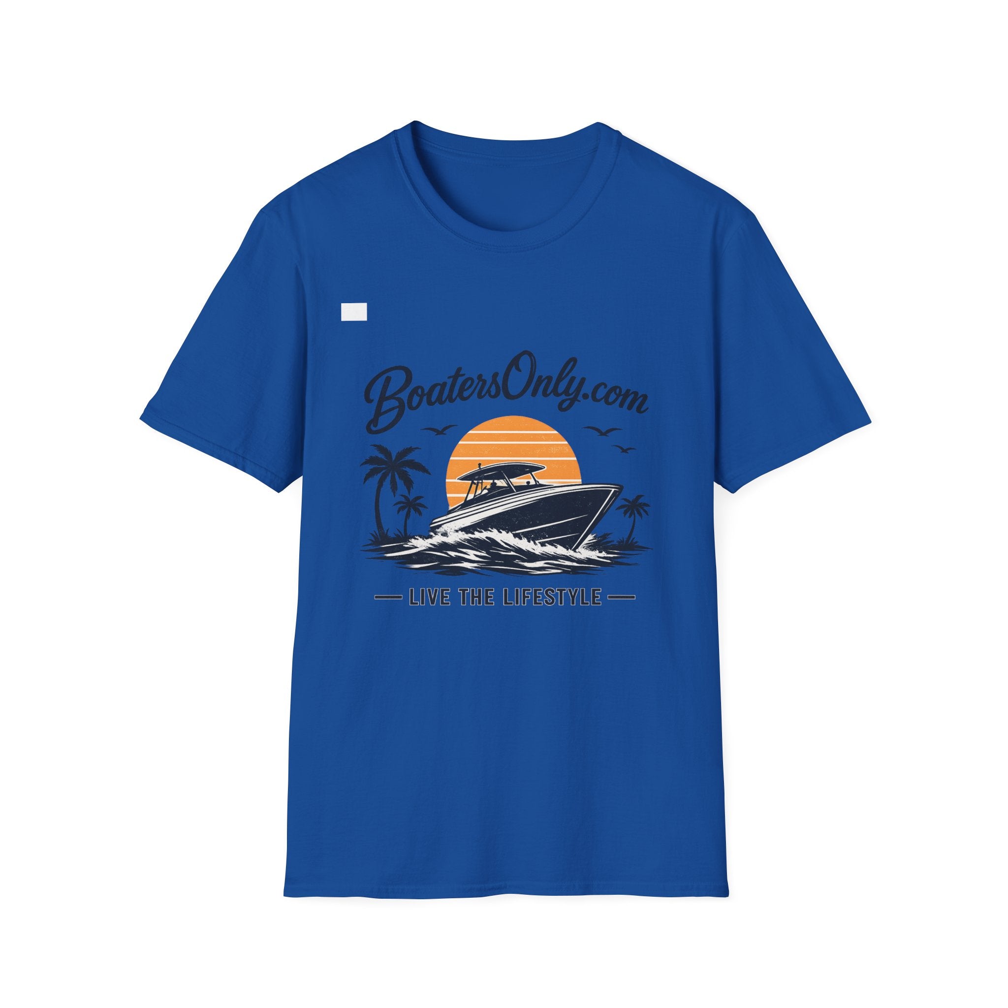 BoatersOnly.com Boat Life T-Shirt — Sunset Palm Boat Tee