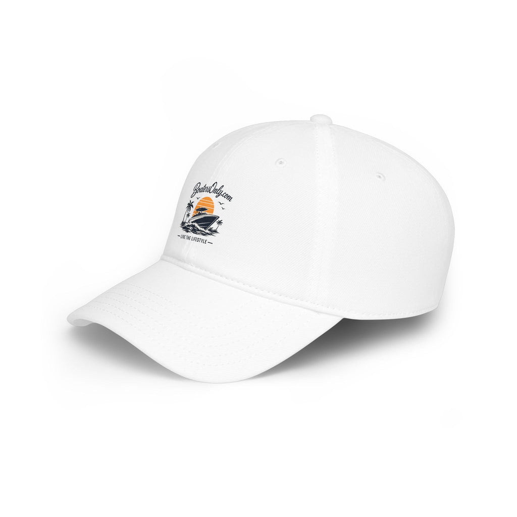 Low Profile Baseball Cap - Retro Sunset Surfing Boat Design