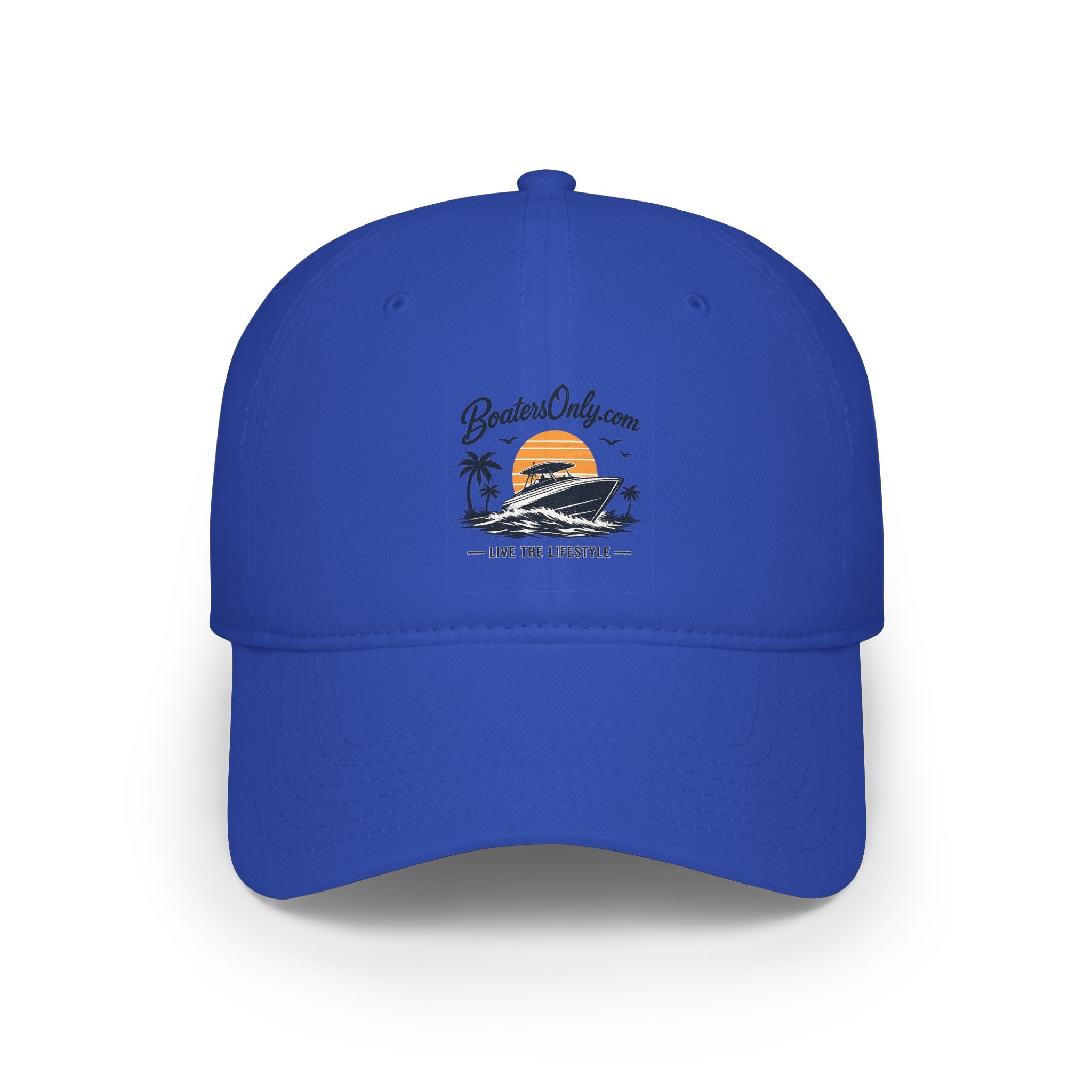 Low Profile Baseball Cap - Retro Sunset Surfing Boat Design