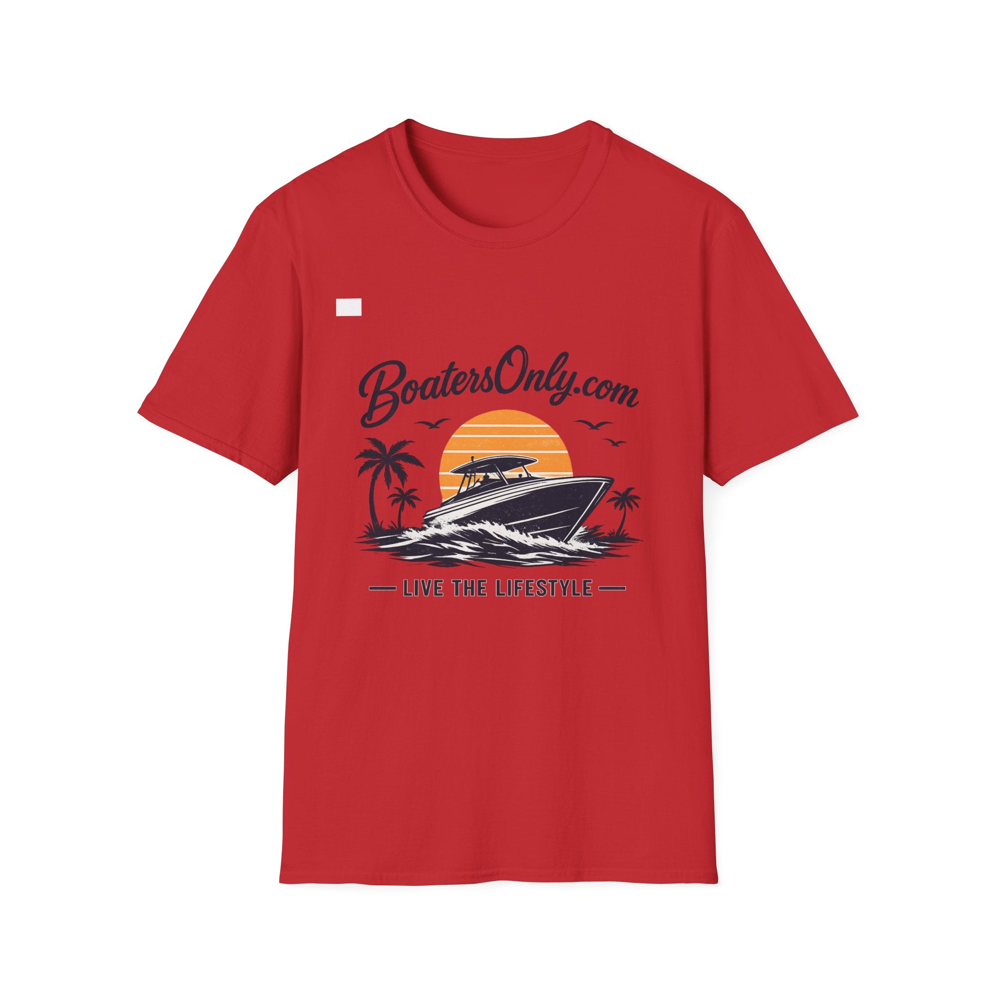 BoatersOnly.com Boat Life T-Shirt — Sunset Palm Boat Tee