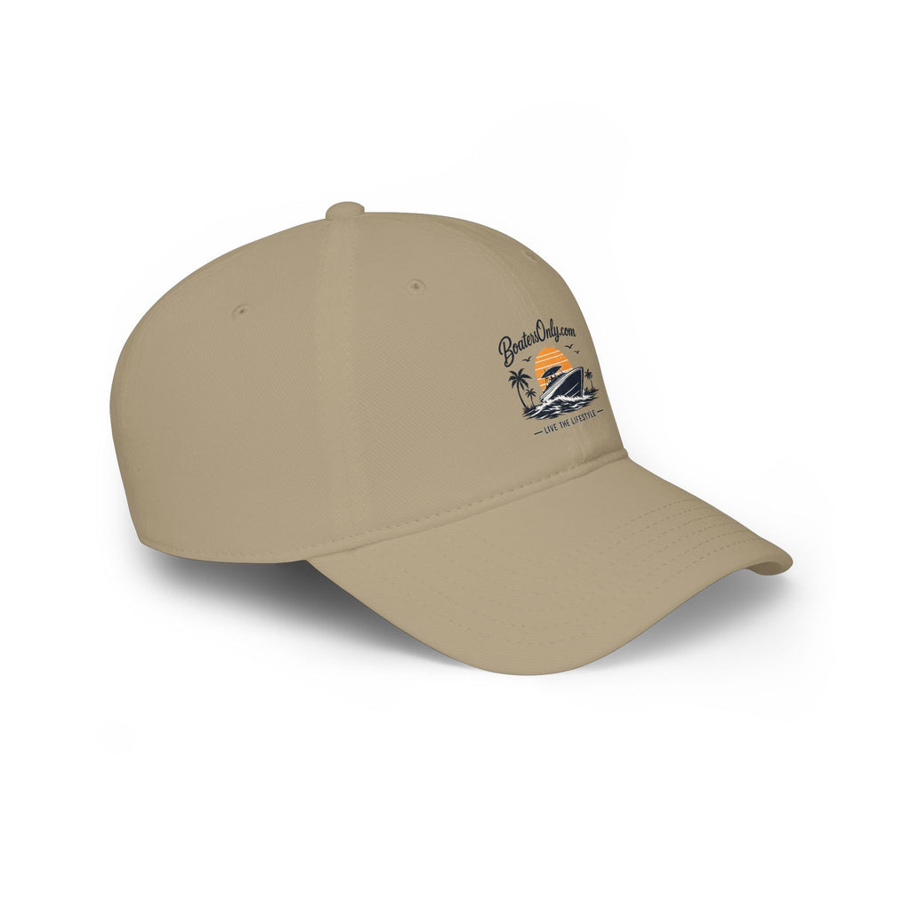 Low Profile Baseball Cap - Retro Sunset Surfing Boat Design