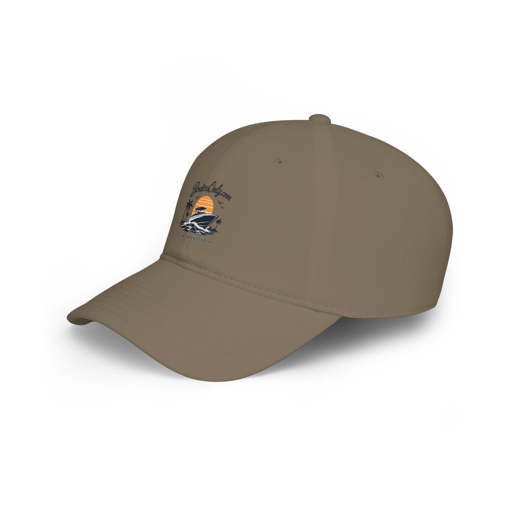 Low Profile Baseball Cap - Retro Sunset Surfing Boat Design