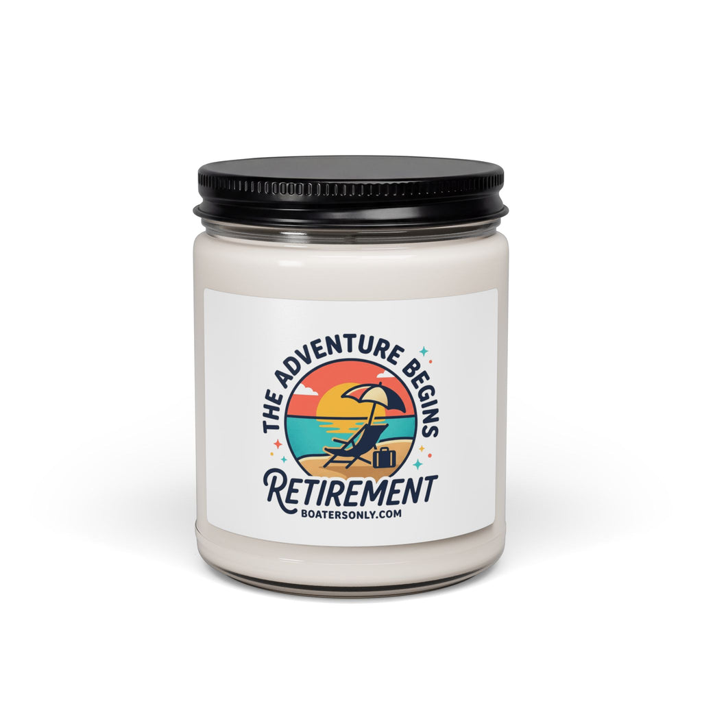 Adventure Begins Retirement Candle | Scented Soy, Beach Travel Theme