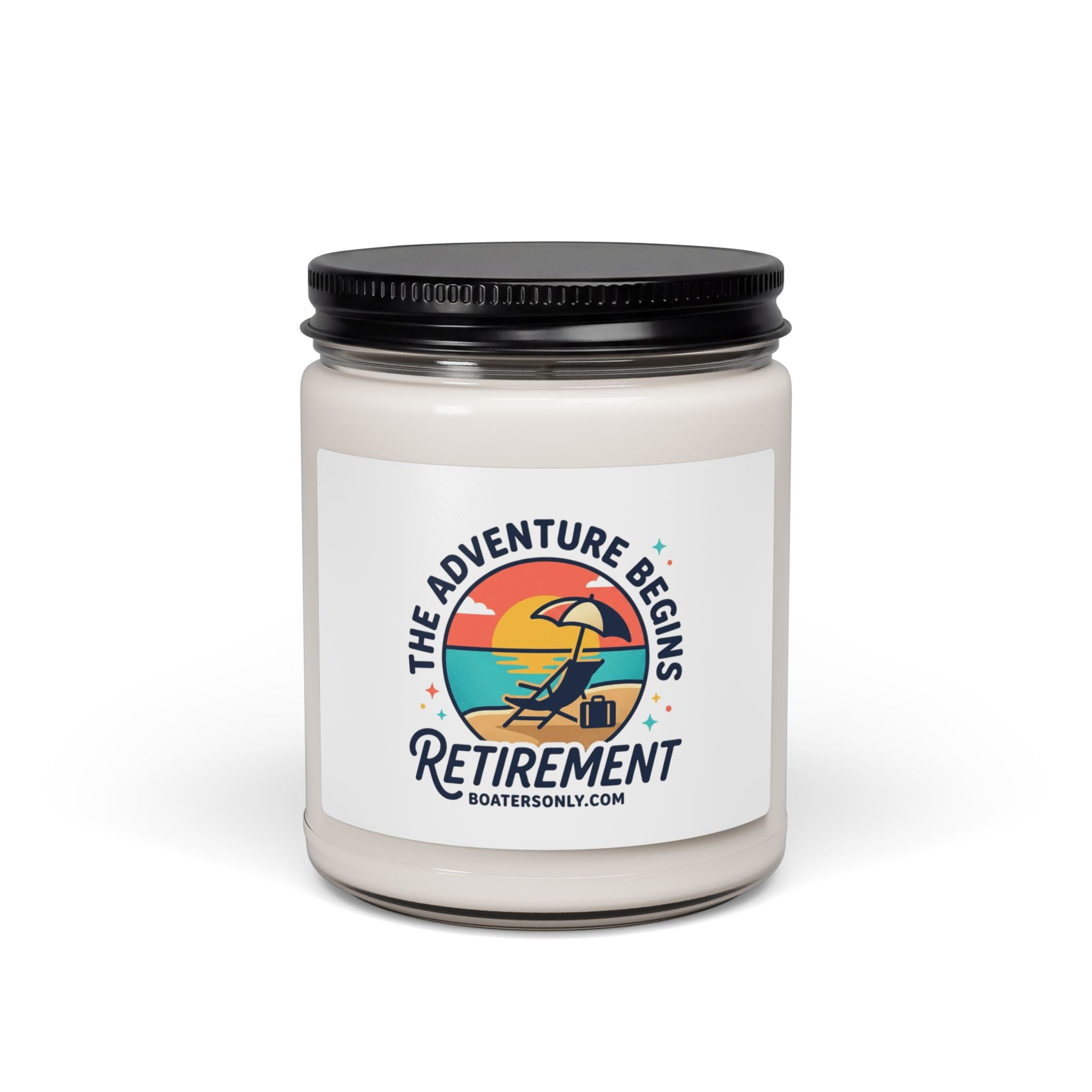 Adventure Begins Retirement Candle | Scented Soy, Beach Travel Theme