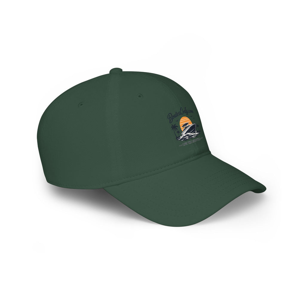 Low Profile Baseball Cap - Retro Sunset Surfing Boat Design