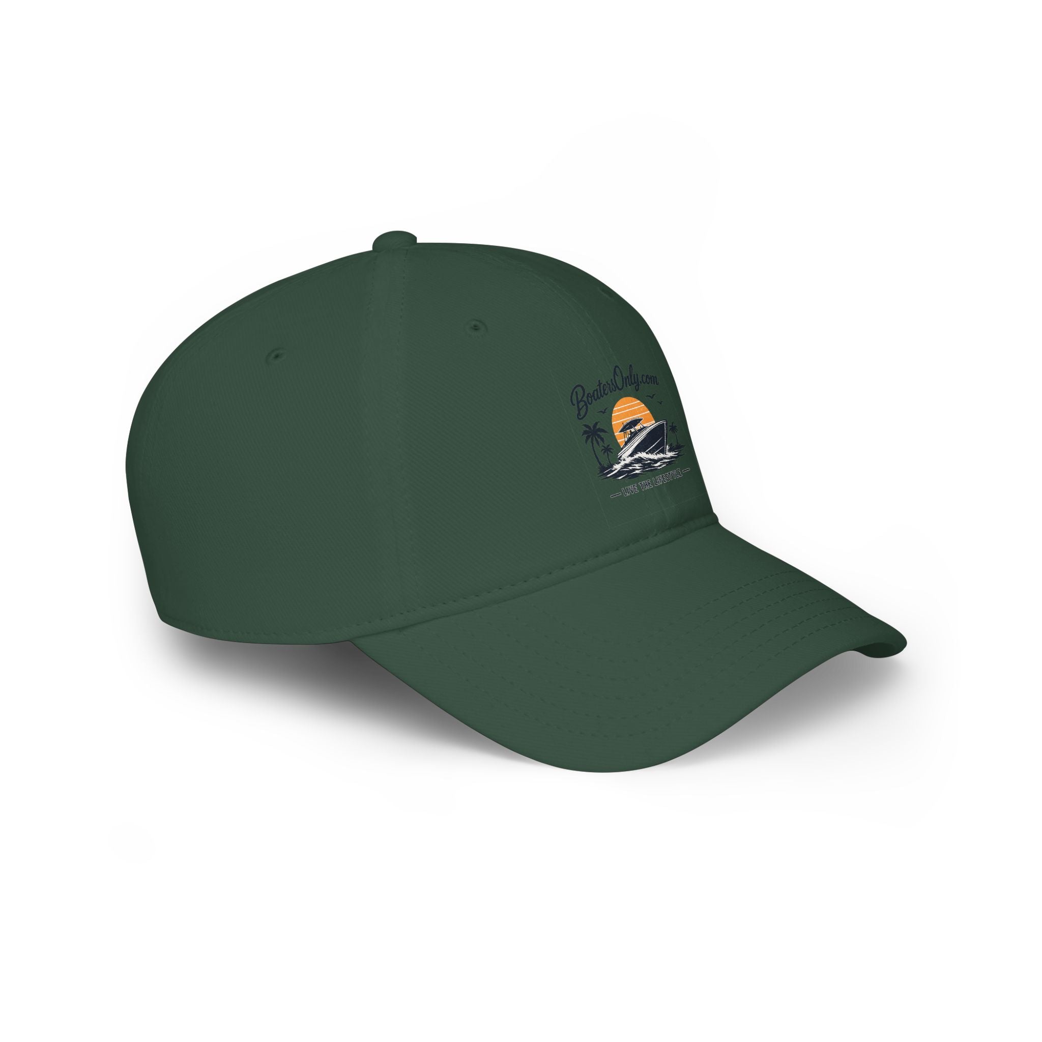 Low Profile Baseball Cap - Retro Sunset Surfing Boat Design