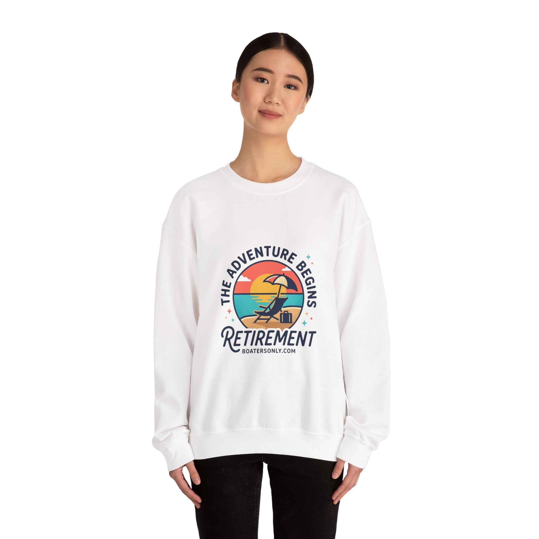 The Adventure Begins Retirement Sweatshirt | beach life, travel