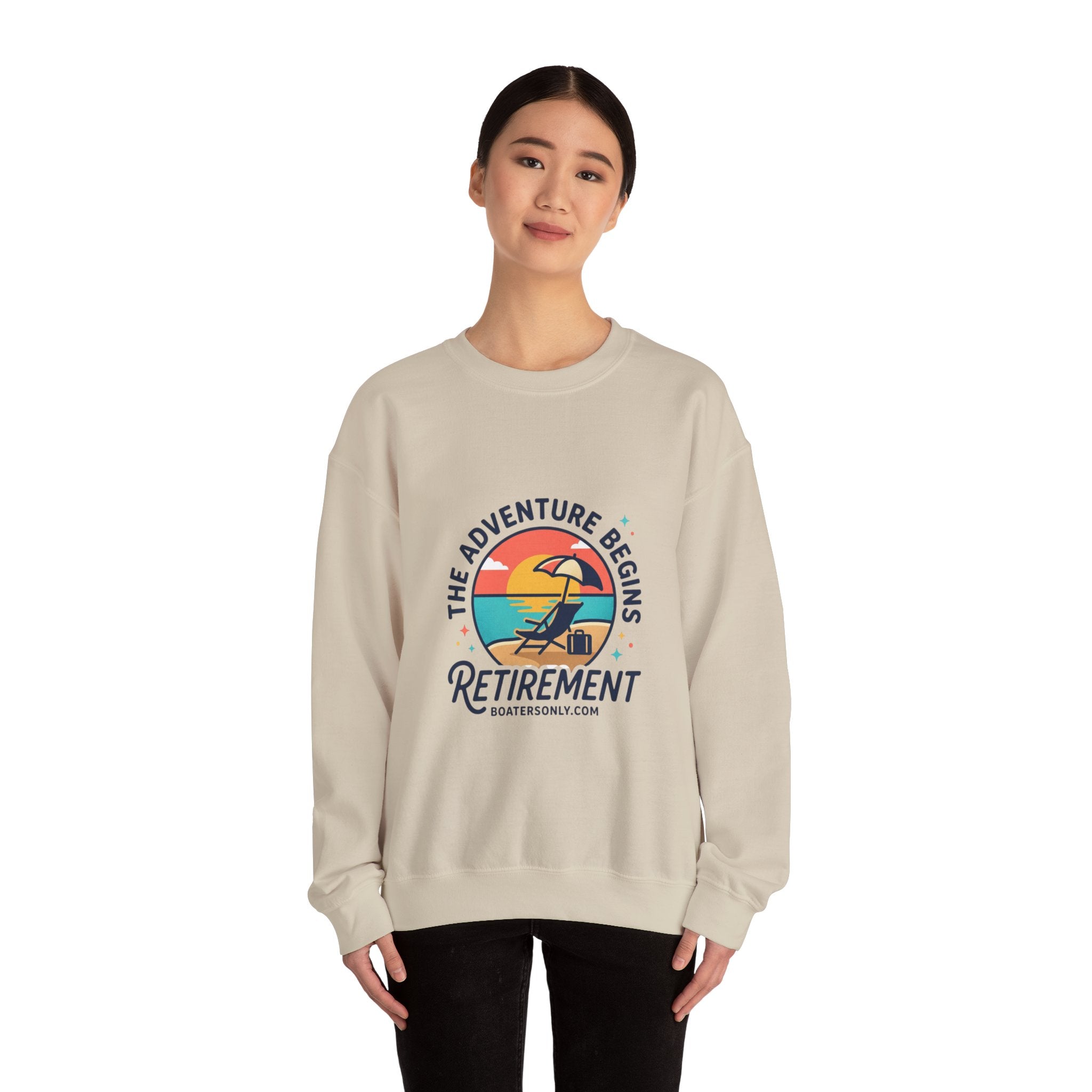 The Adventure Begins Retirement Sweatshirt | beach life, travel