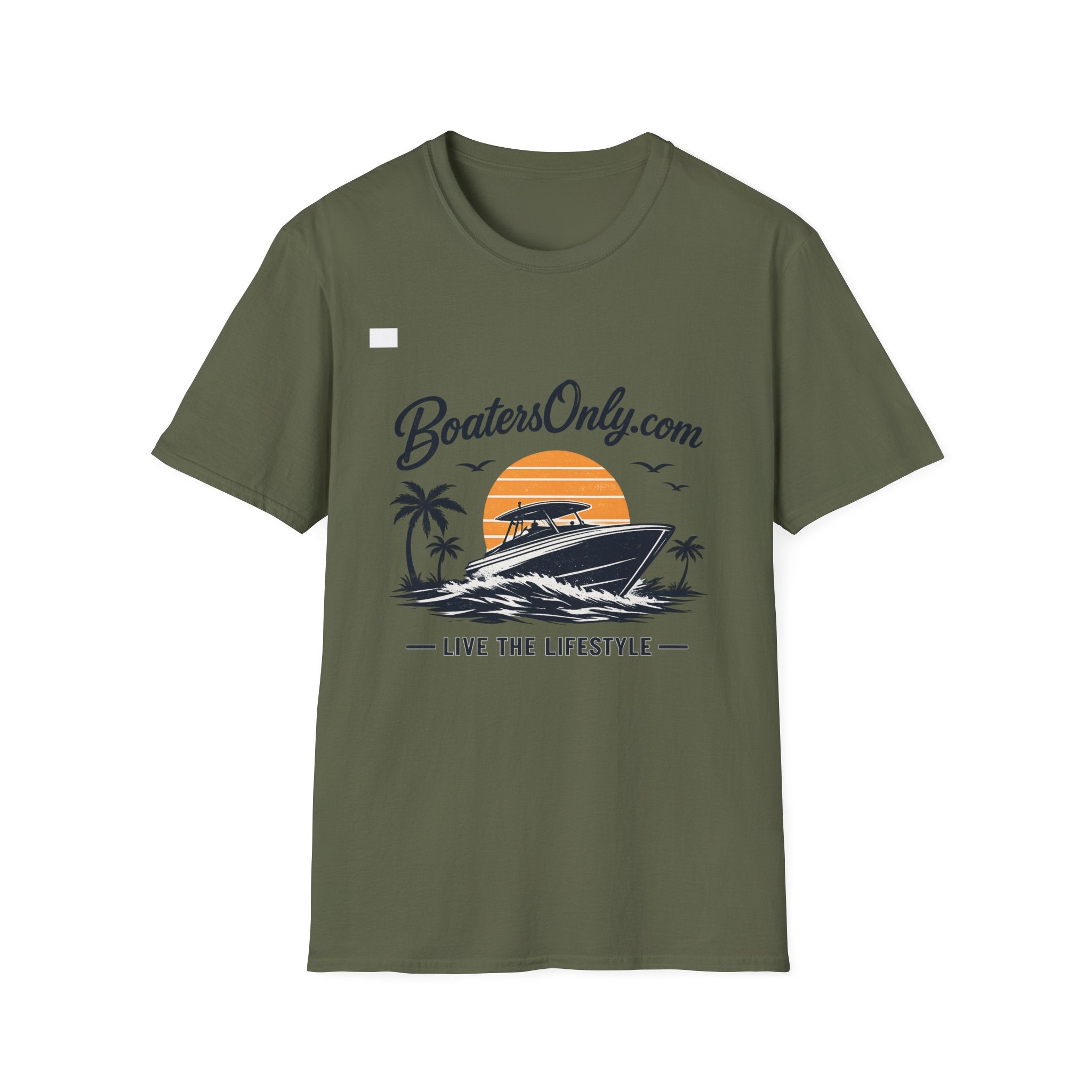 BoatersOnly.com Boat Life T-Shirt — Sunset Palm Boat Tee