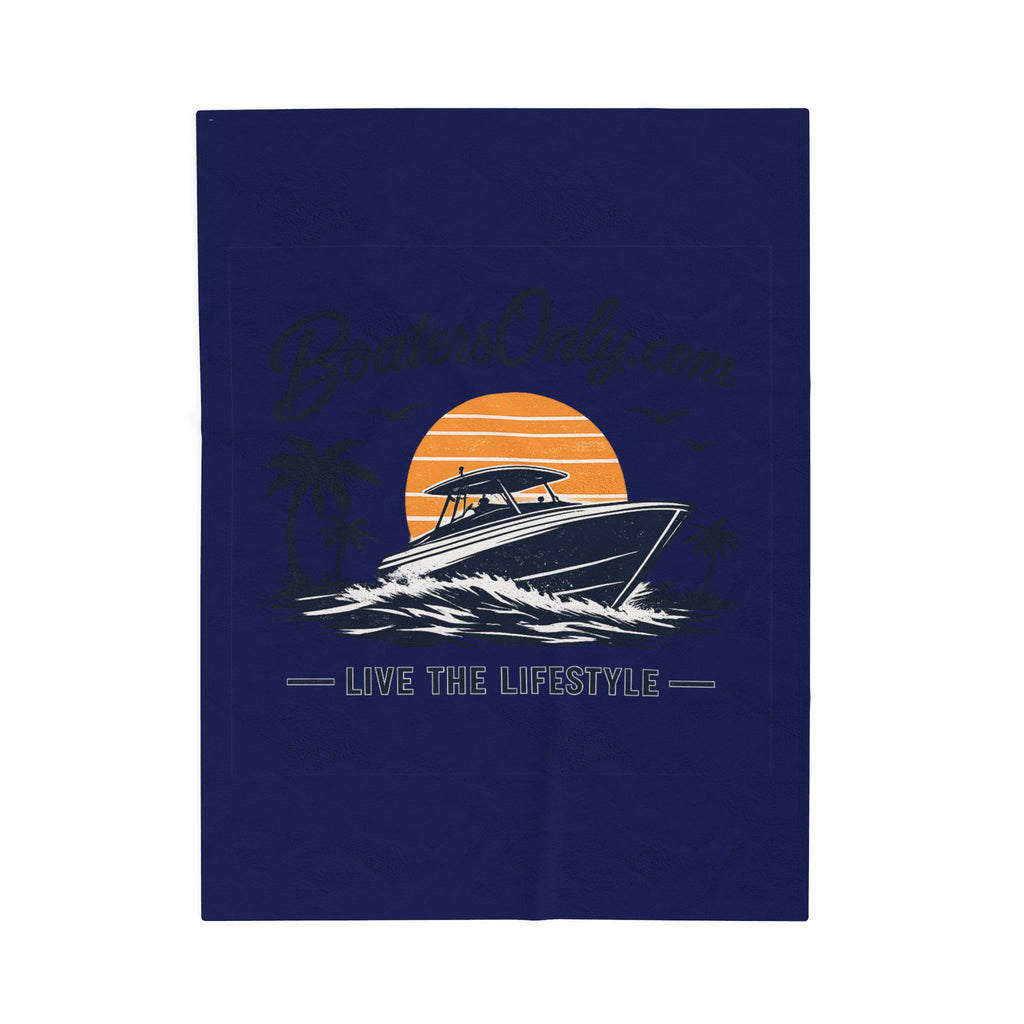 BoatersOnly Anchor Logo Velveteen Plush Blanket — Nautical Anchor Design, Established 2026