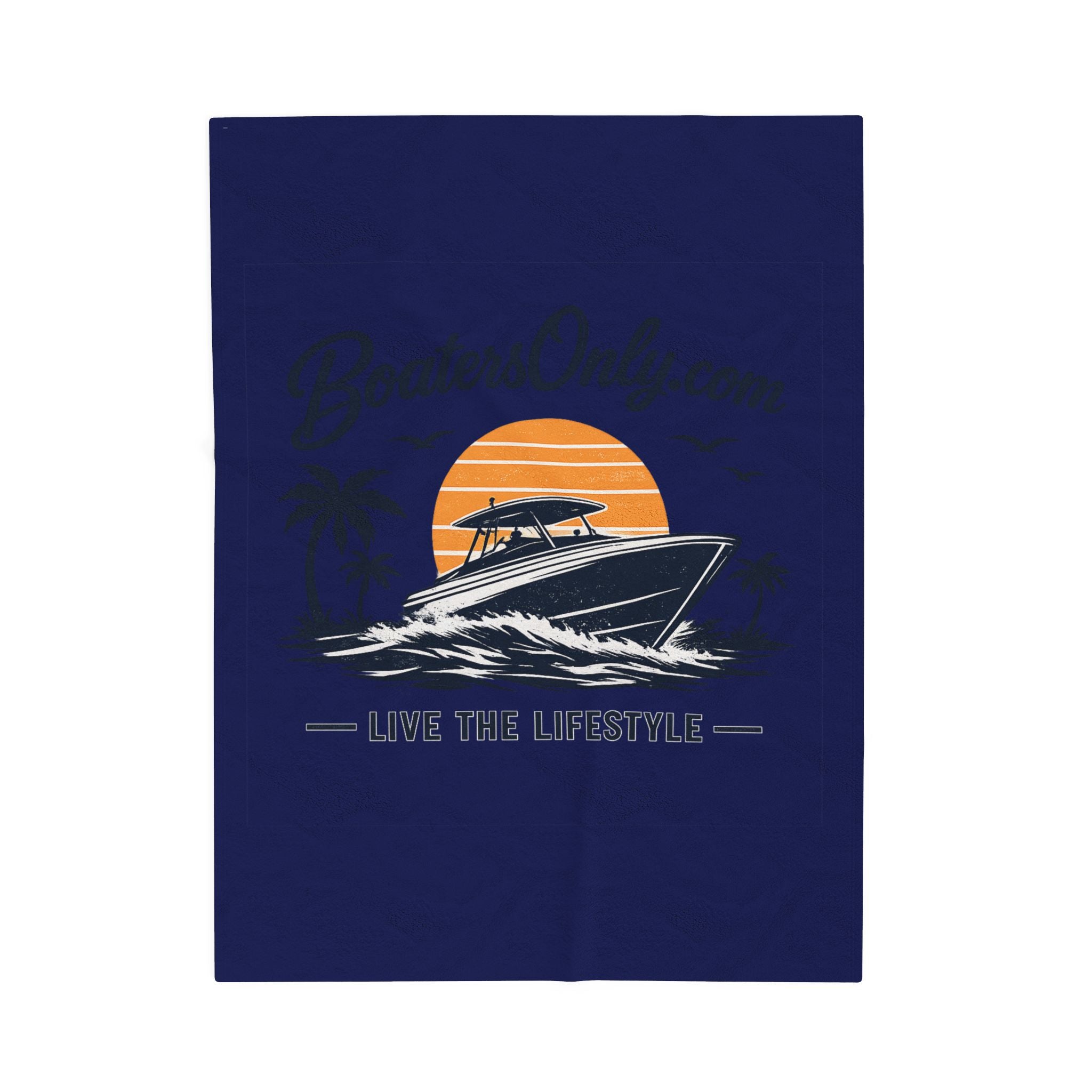 BoatersOnly Anchor Logo Velveteen Plush Blanket — Nautical Anchor Design, Established 2026