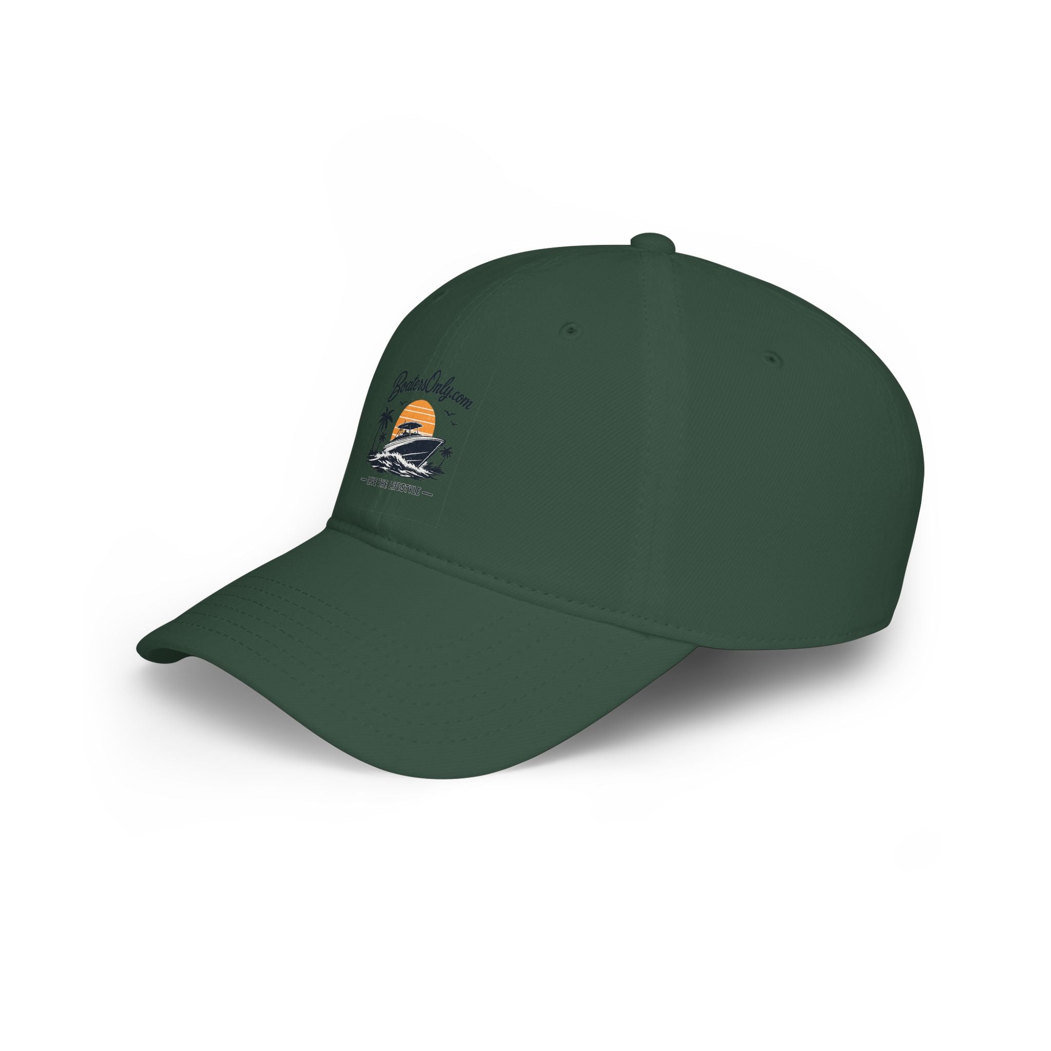 Low Profile Baseball Cap - Retro Sunset Surfing Boat Design