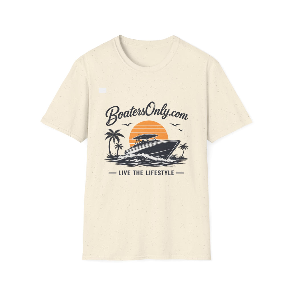 BoatersOnly.com Boat Life T-Shirt — Sunset Palm Boat Tee