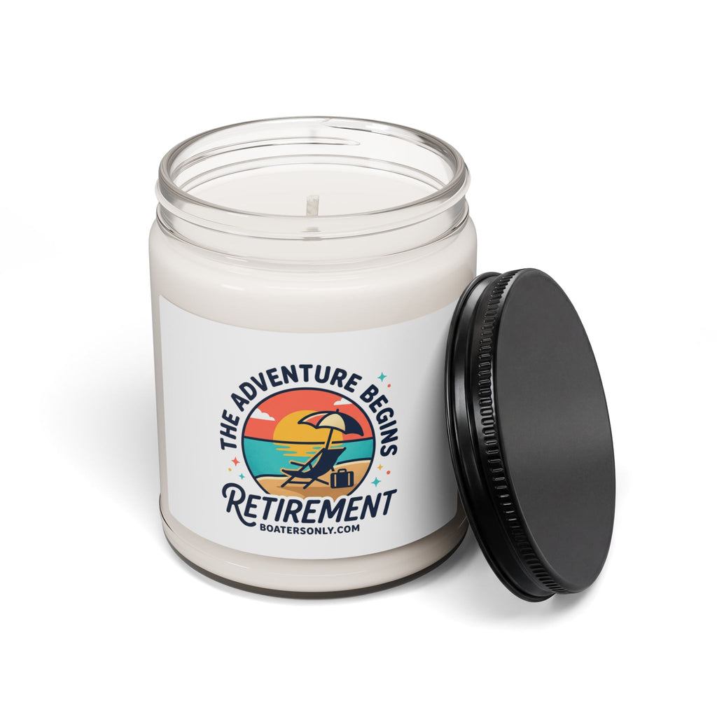 Adventure Begins Retirement Candle | Scented Soy, Beach Travel Theme