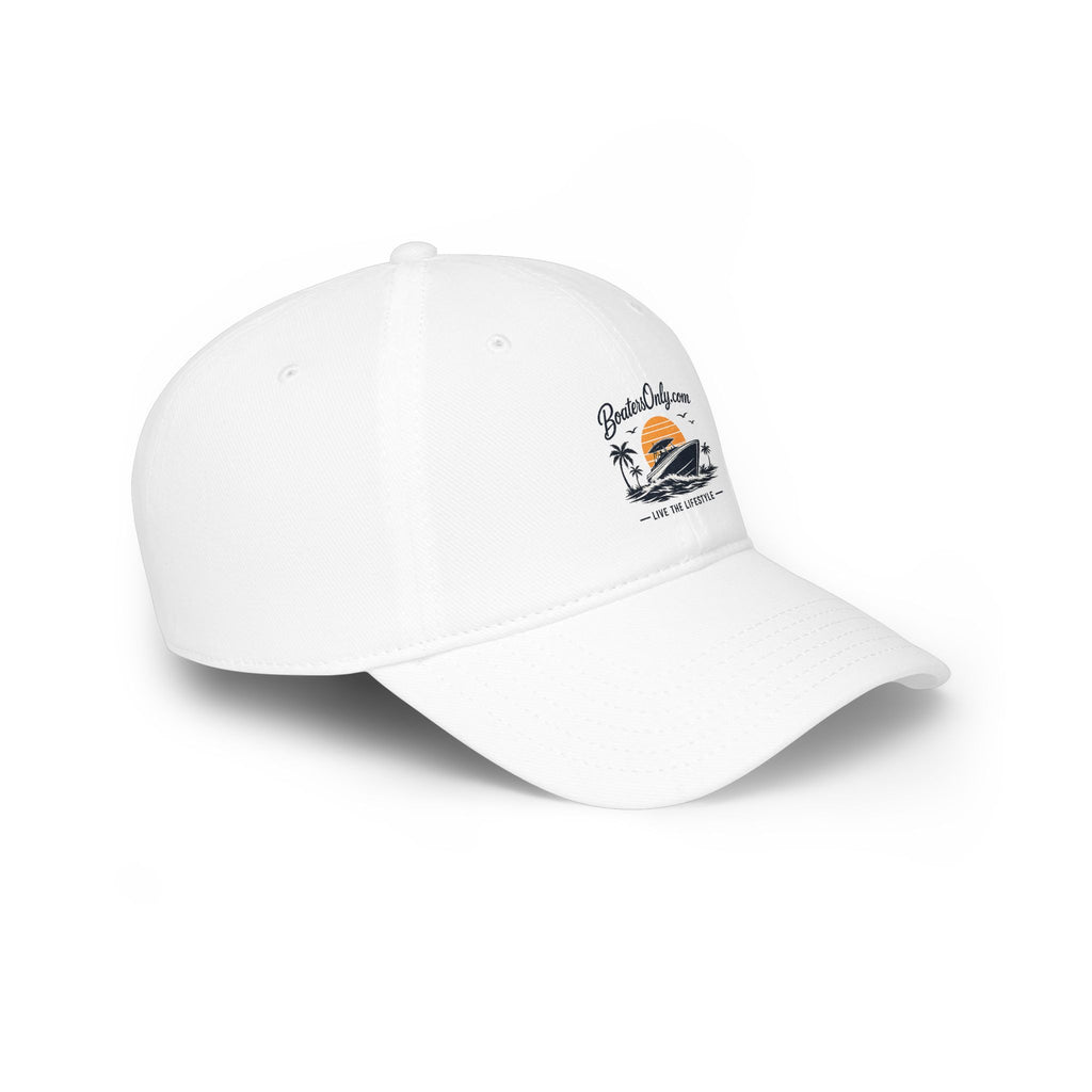 Low Profile Baseball Cap - Retro Sunset Surfing Boat Design
