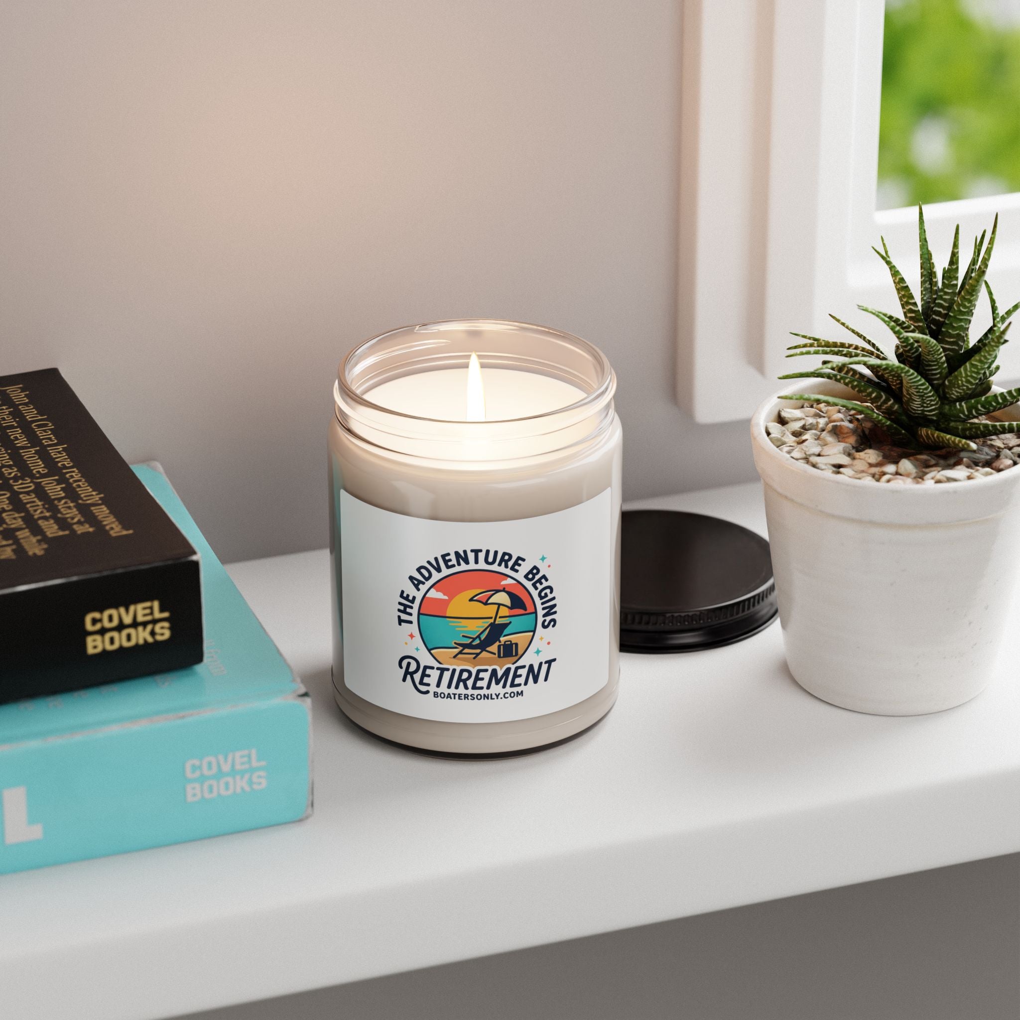 Adventure Begins Retirement Candle | Scented Soy, Beach Travel Theme