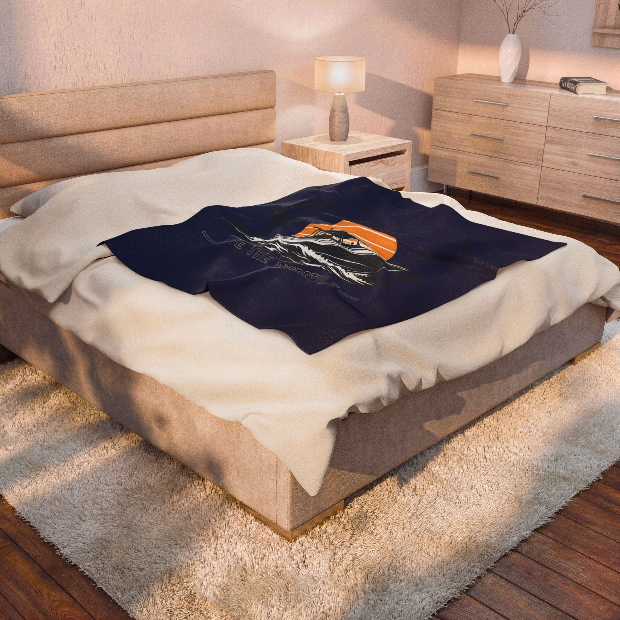 BoatersOnly Anchor Logo Velveteen Plush Blanket — Nautical Anchor Design, Established 2026