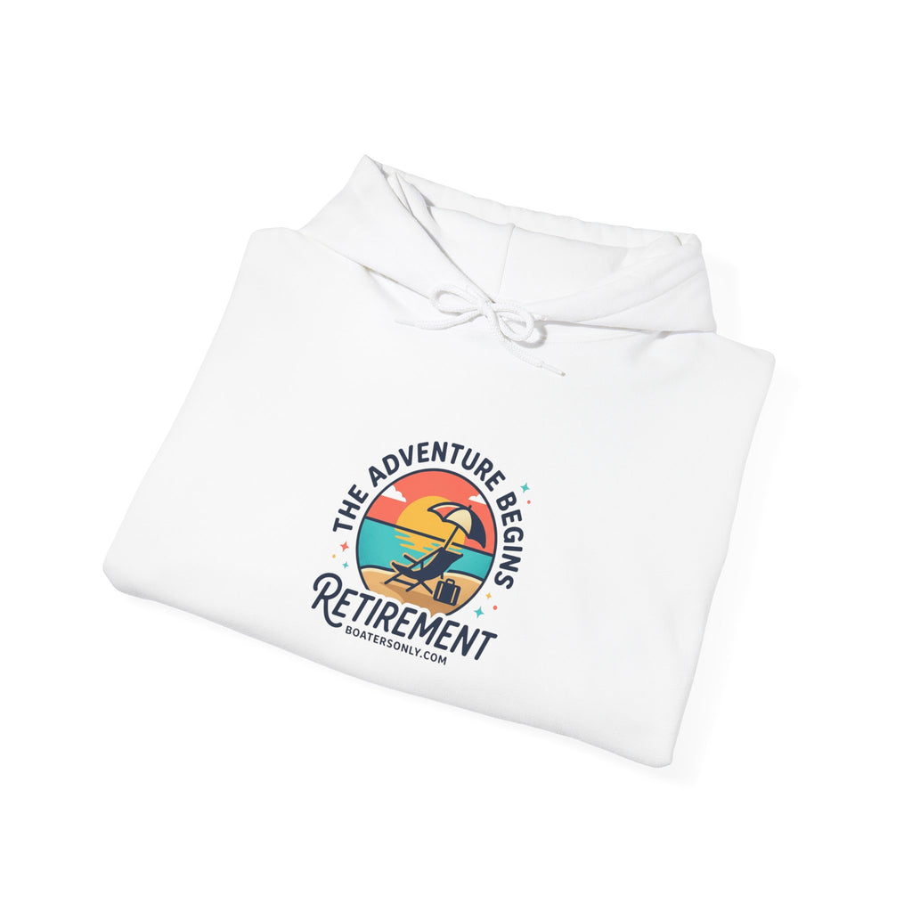 Adventure Begins Retirement Hoodie | beach life, travel retired