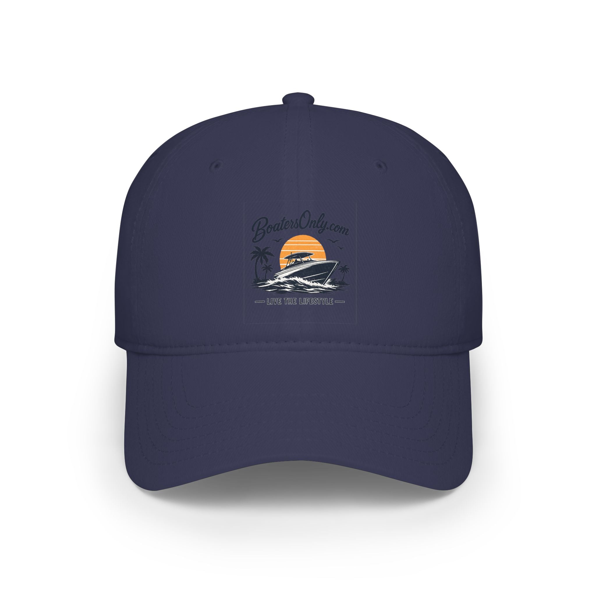 Low Profile Baseball Cap - Retro Sunset Surfing Boat Design