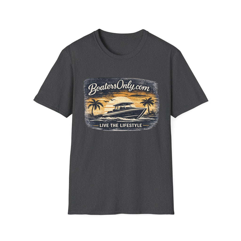 BoatersOnly.com Sunset Boat T-Shirt — Live The Lifestyle Graphic Tee