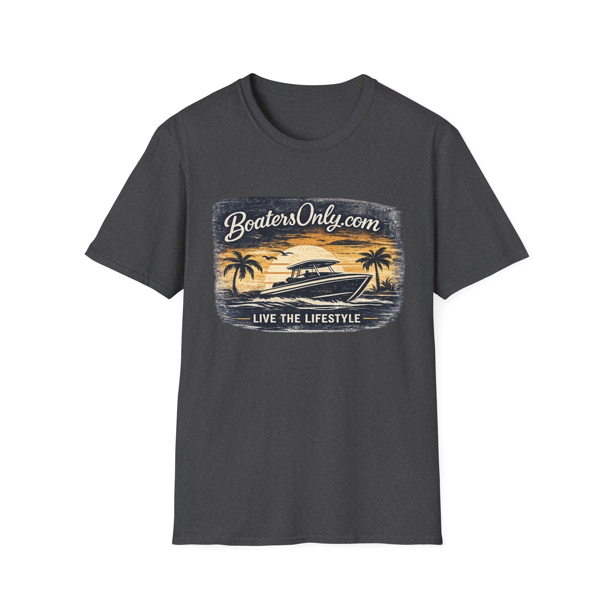 BoatersOnly.com Sunset Boat T-Shirt — Live The Lifestyle Graphic Tee