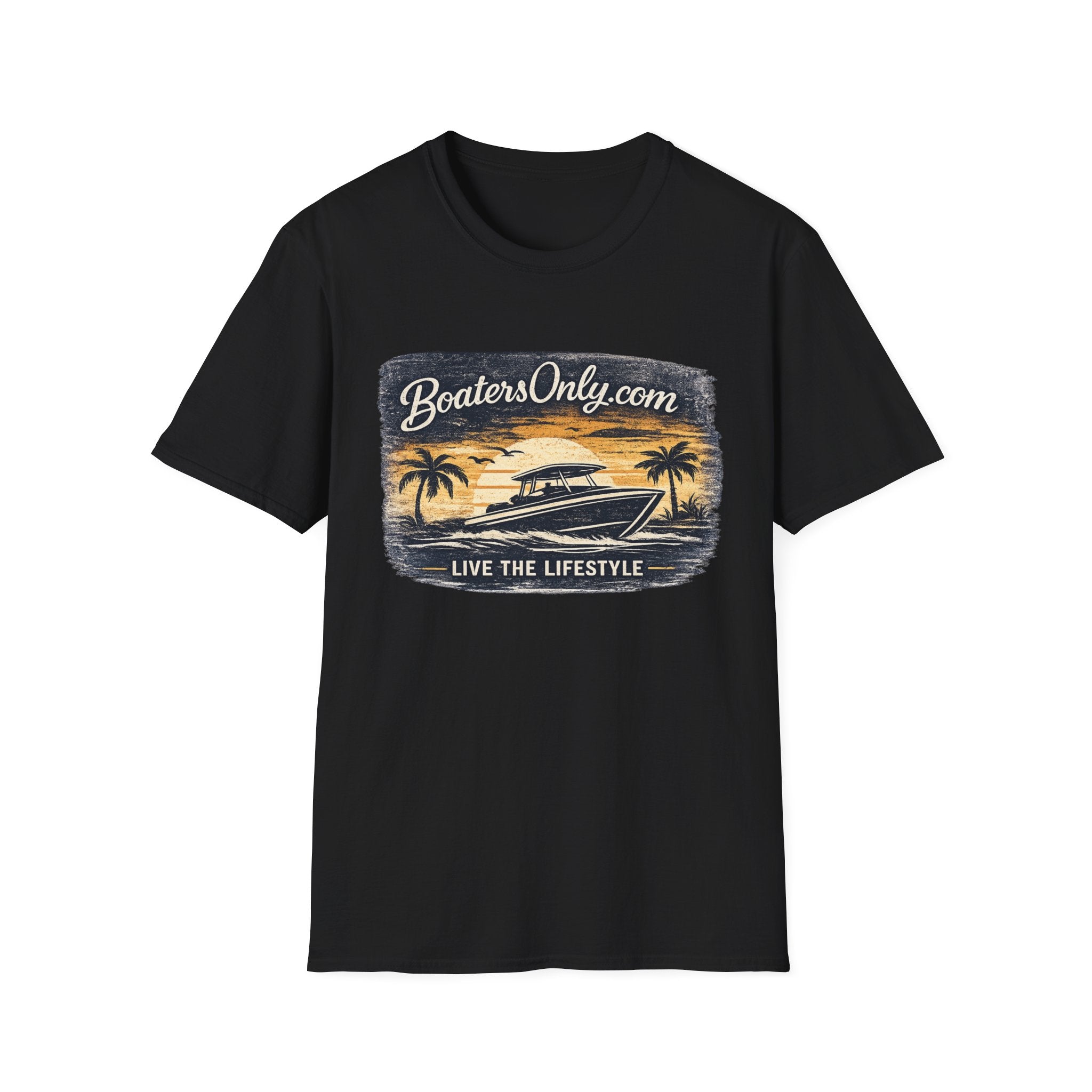 BoatersOnly.com Sunset Boat T-Shirt — Live The Lifestyle Graphic Tee