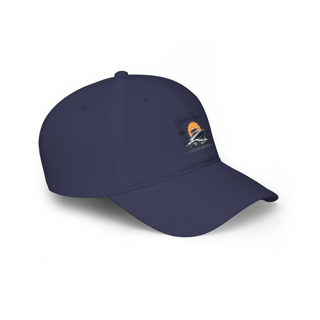 Low Profile Baseball Cap - Retro Sunset Surfing Boat Design