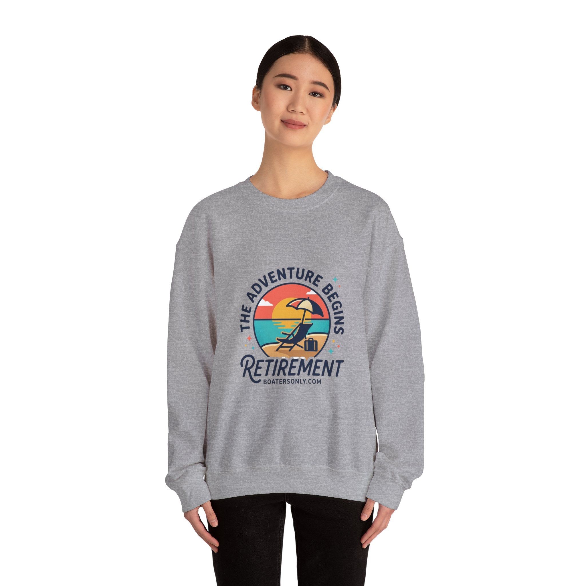 The Adventure Begins Retirement Sweatshirt | beach life, travel