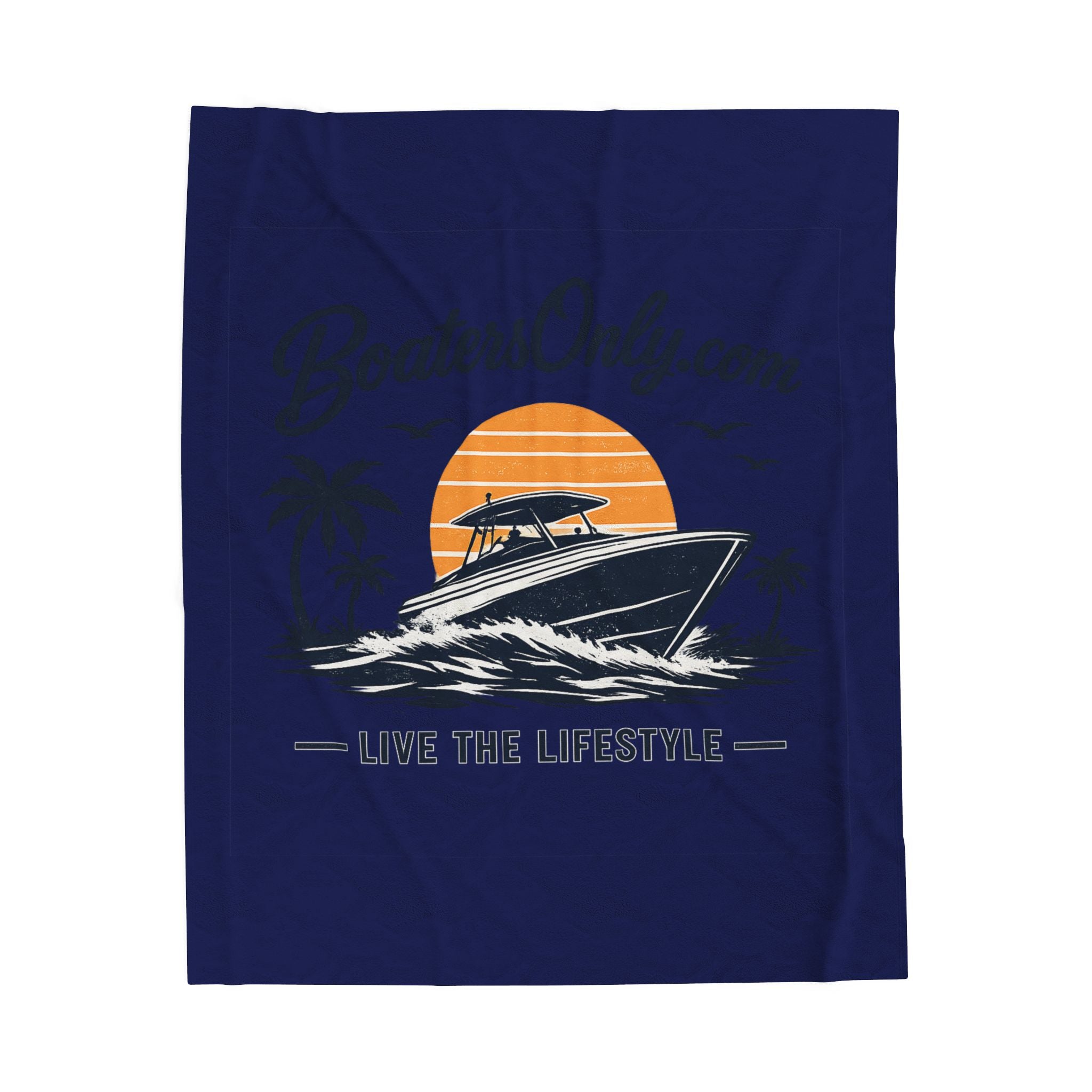 BoatersOnly Anchor Logo Velveteen Plush Blanket — Nautical Anchor Design, Established 2026