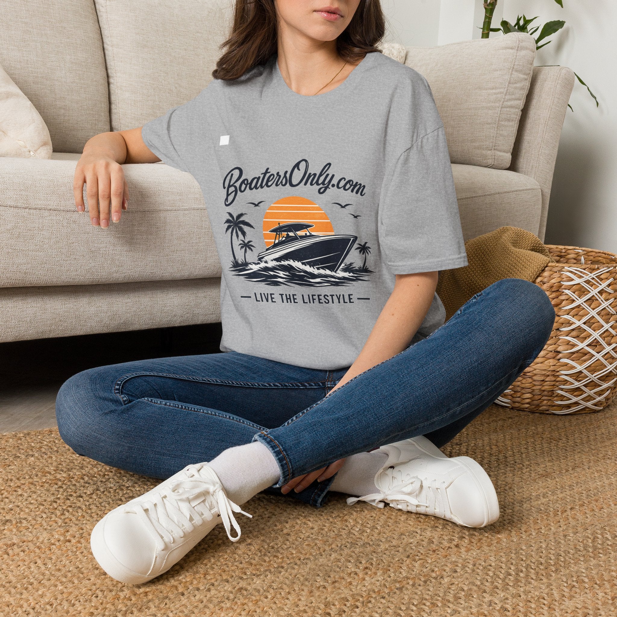 BoatersOnly.com Boat Life T-Shirt — Sunset Palm Boat Tee