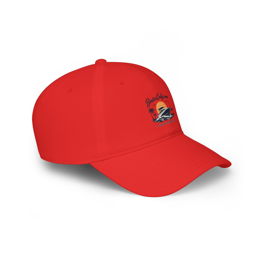 Low Profile Baseball Cap - Retro Sunset Surfing Boat Design