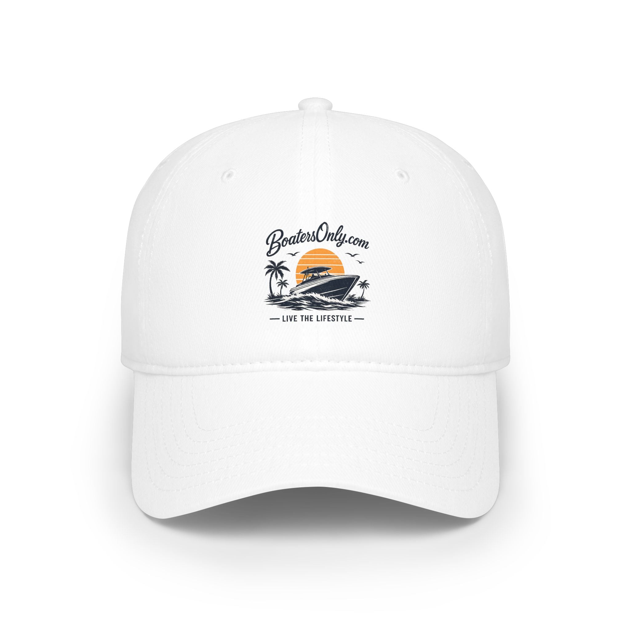 Low Profile Baseball Cap - Retro Sunset Surfing Boat Design