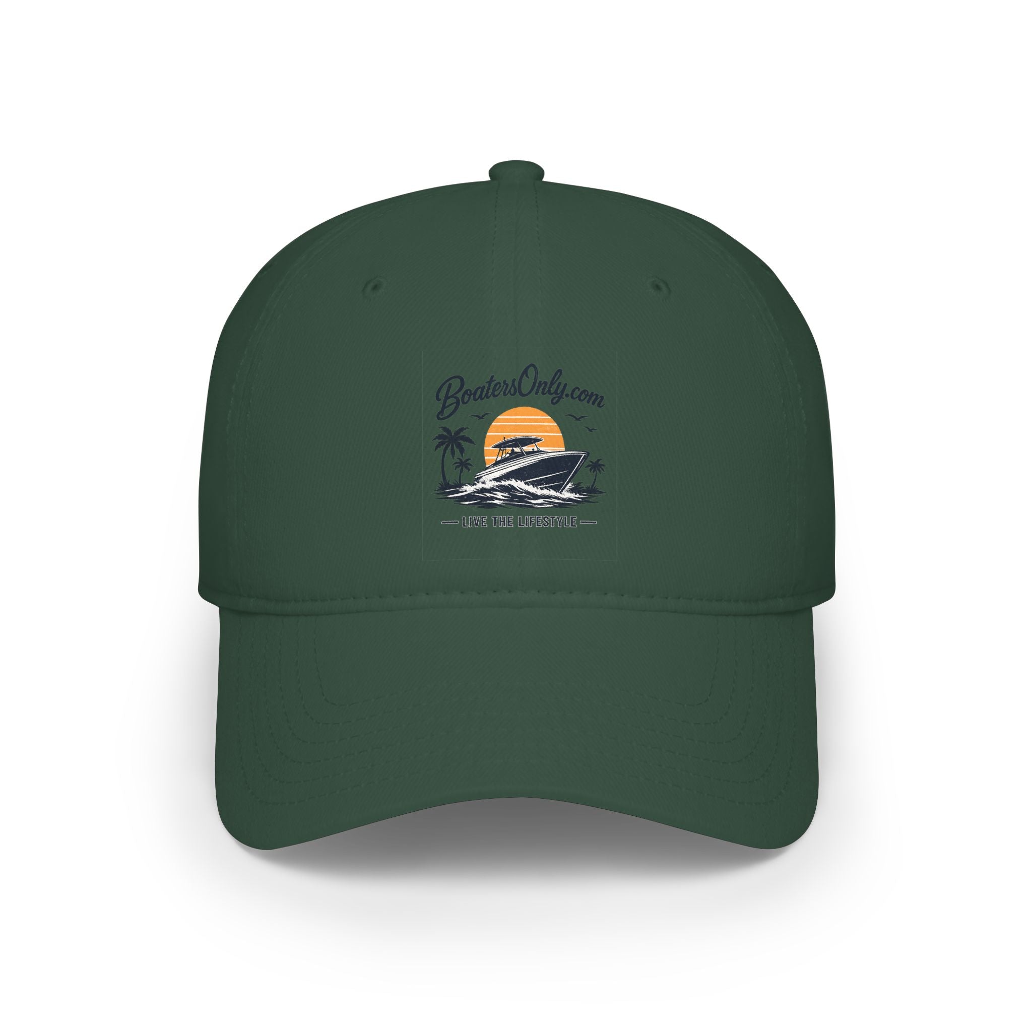 Low Profile Baseball Cap - Retro Sunset Surfing Boat Design