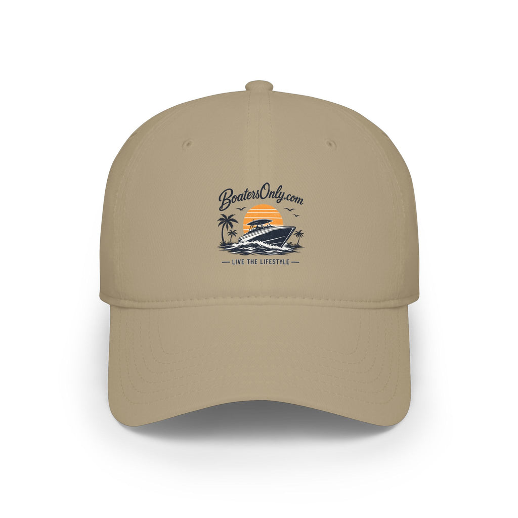 Low Profile Baseball Cap - Retro Sunset Surfing Boat Design