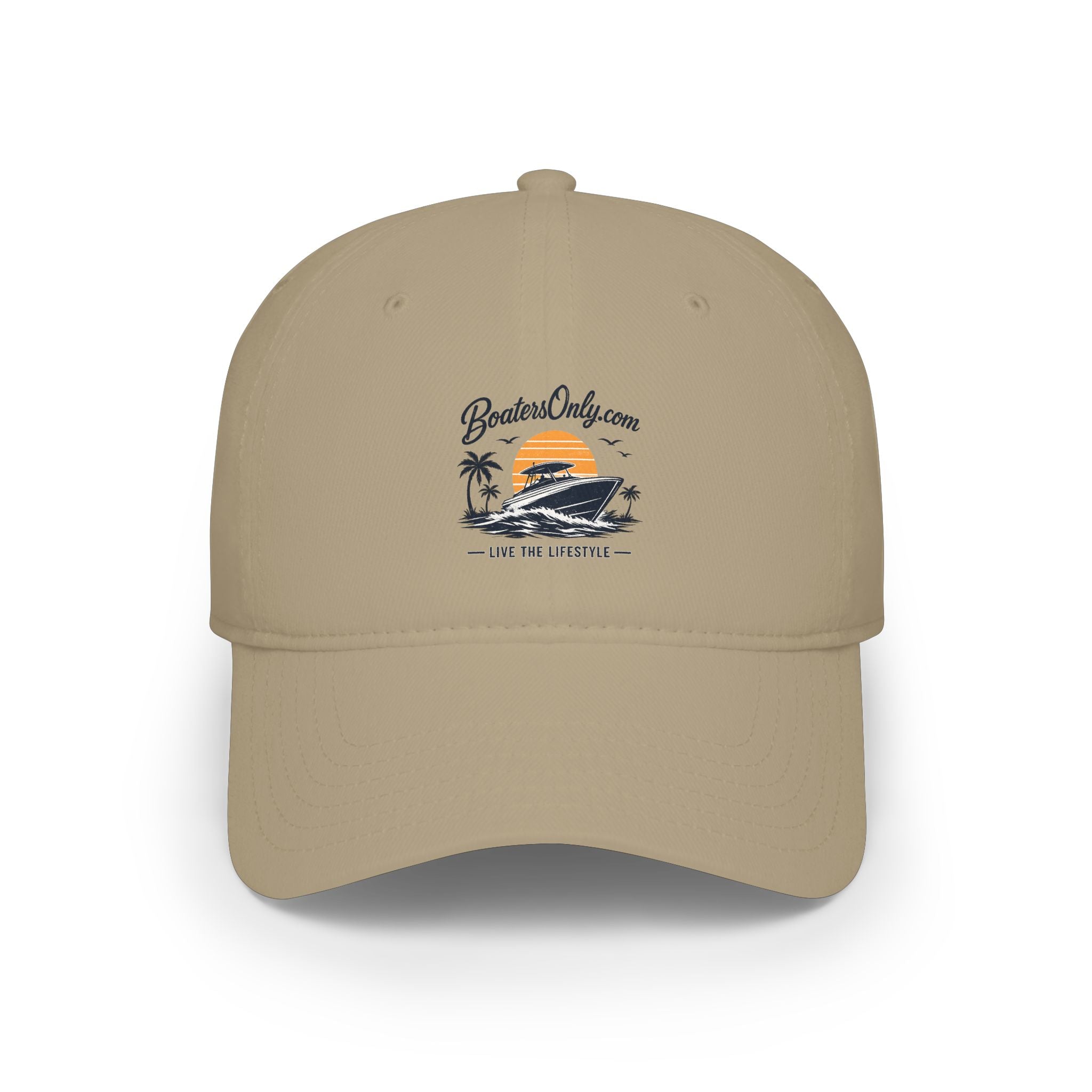 Low Profile Baseball Cap - Retro Sunset Surfing Boat Design