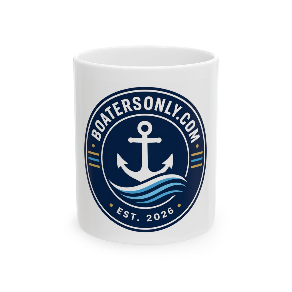 Anchor logo BoatersOnly.com mug | nautical anchor wave emblem