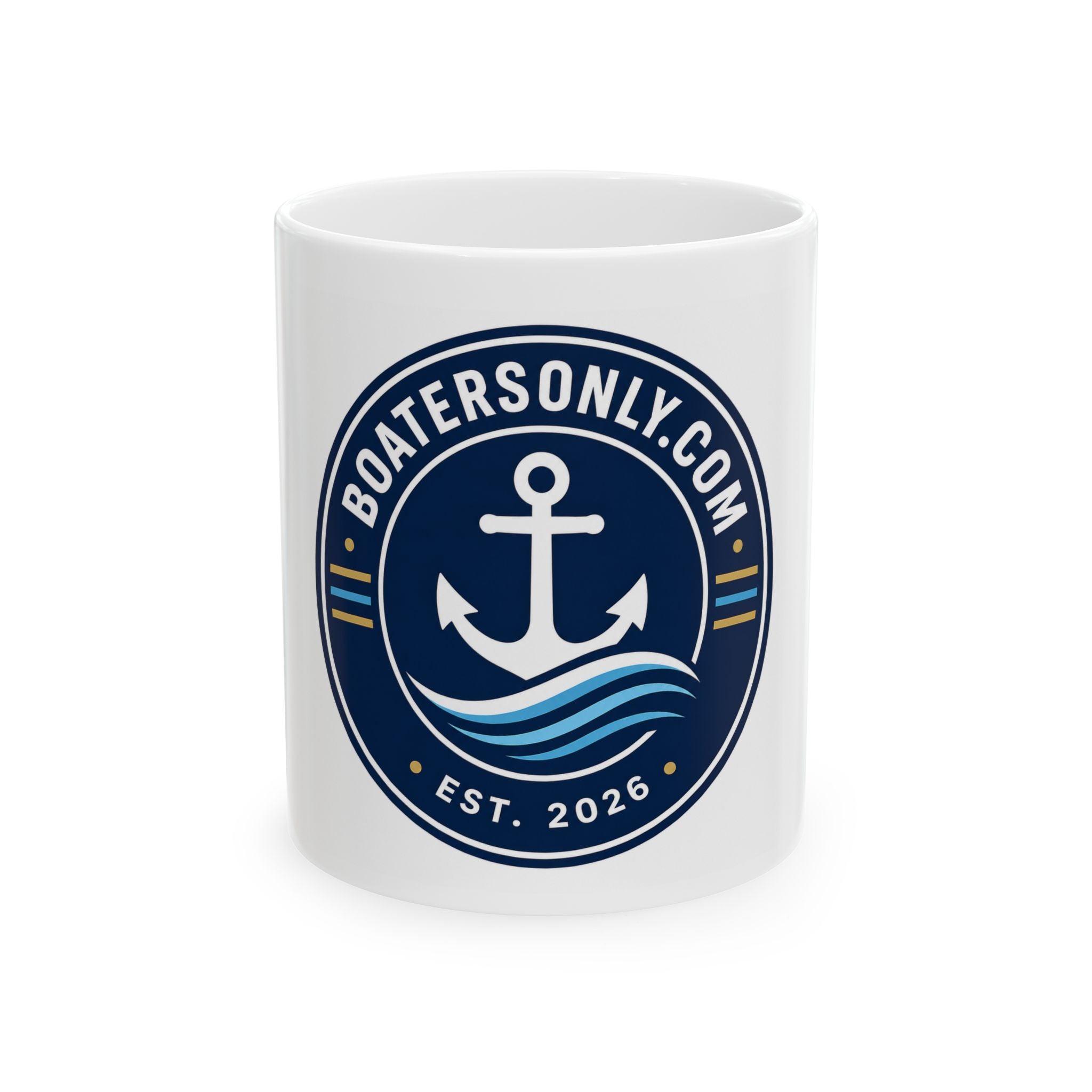 Anchor logo BoatersOnly.com mug | nautical anchor wave emblem