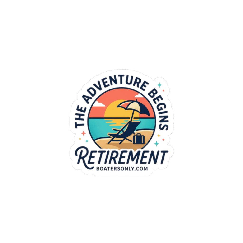 The Adventure Begins Retirement Sticker | Retirement, Beach Life