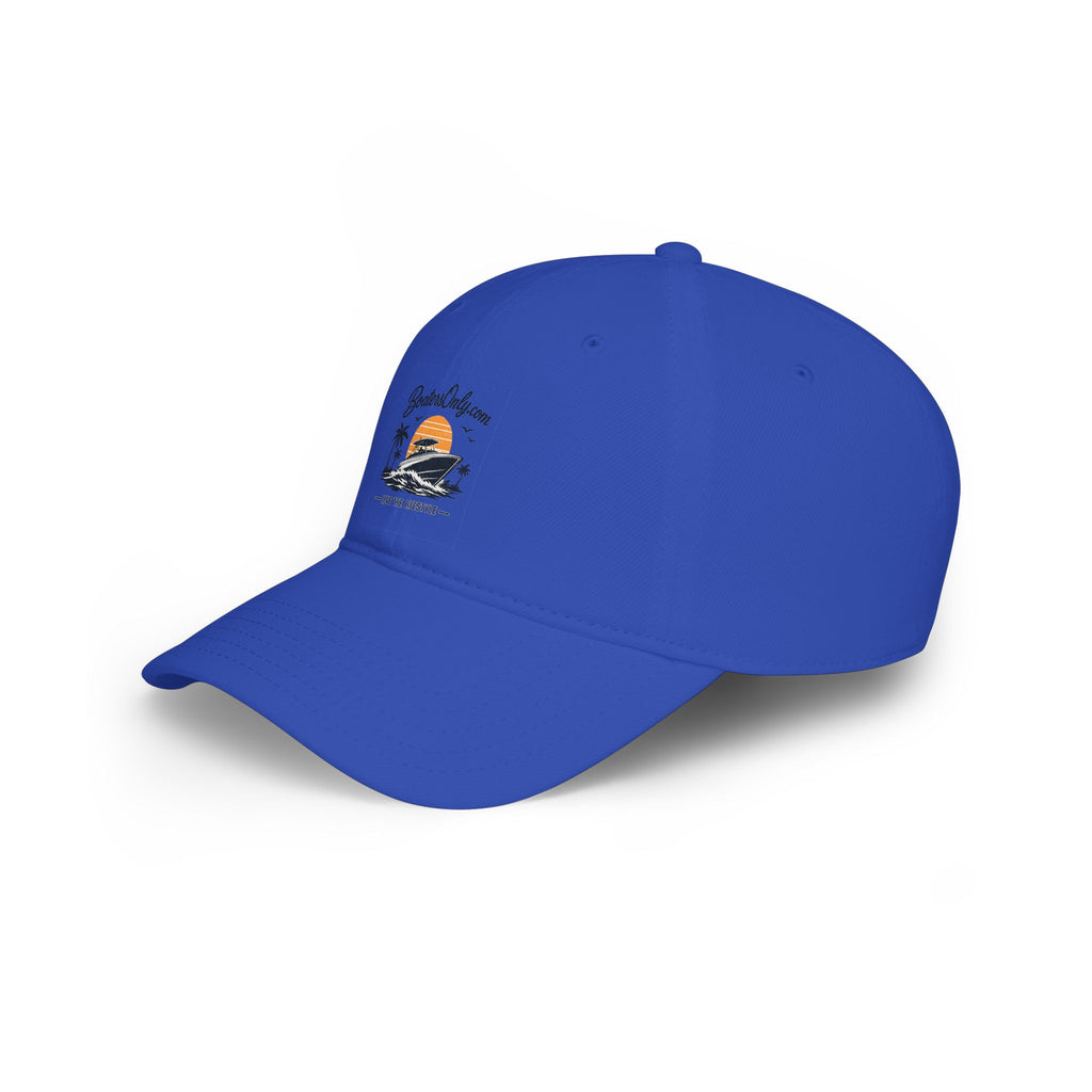 Low Profile Baseball Cap - Retro Sunset Surfing Boat Design